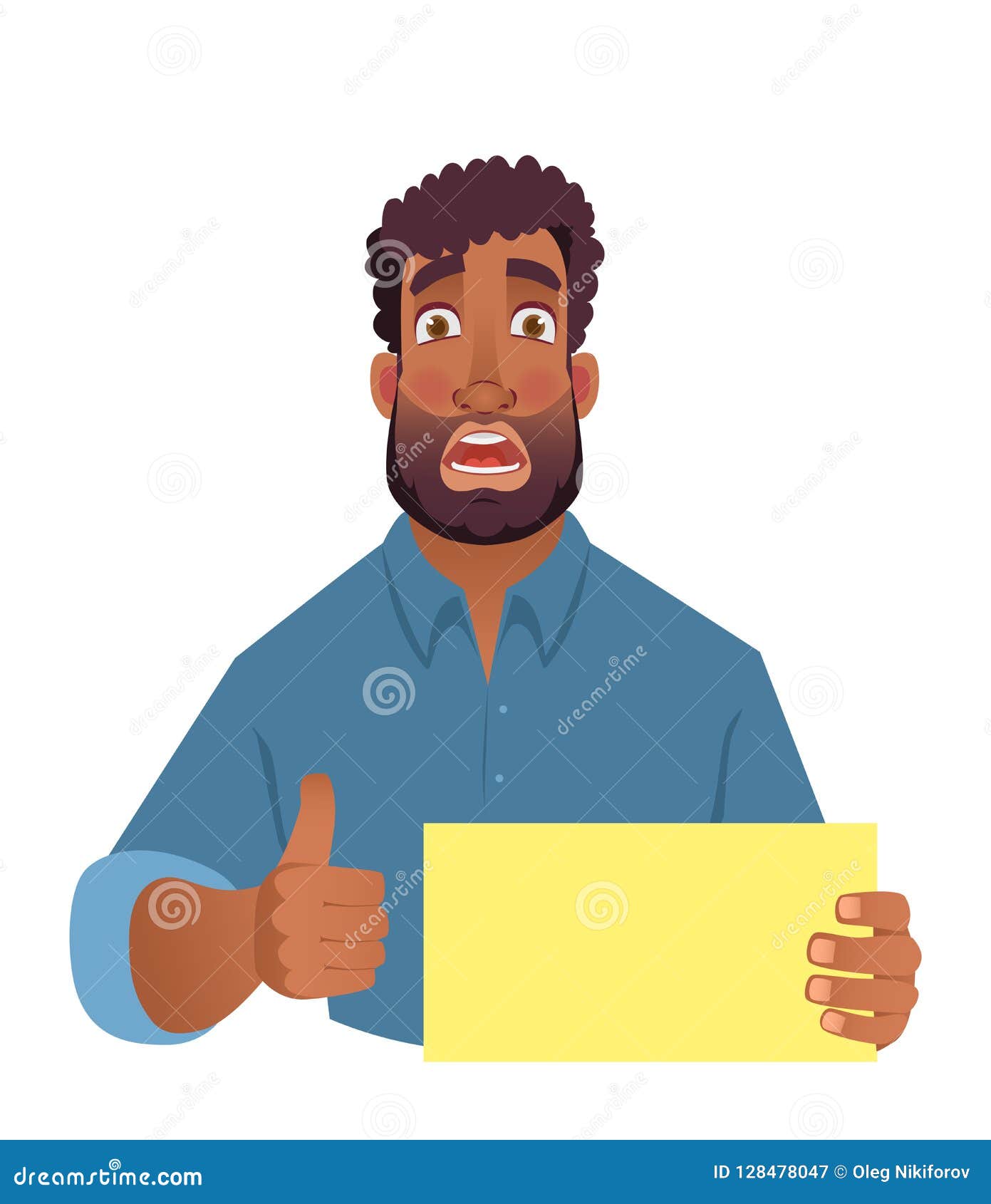 African Man Holding Blank Card. Stock Illustration - Illustration of ...