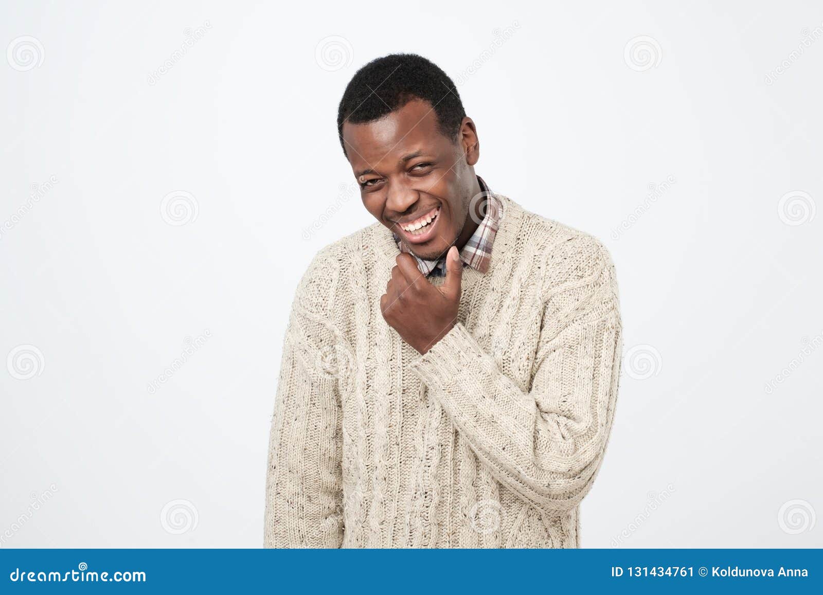 African Man Laughing Out Loud at Funny Meme or Joke he Found on Internet,  Smiling Broadly. Positive Human Facial Stock Image - Image of afro,  portrait: 131434761