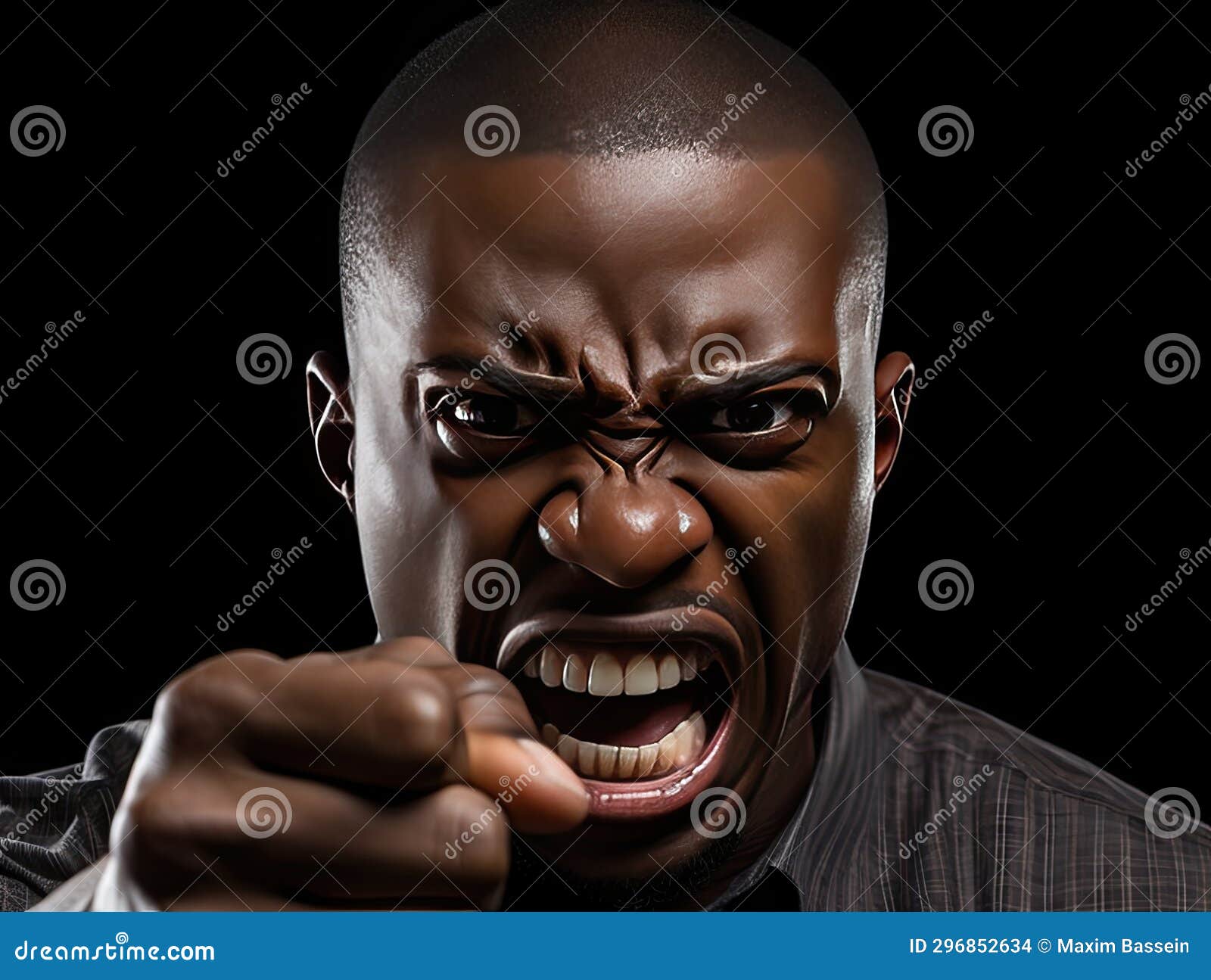 An African Man in a State of Extreme Rage, with Clenched Fists and Jaw ...