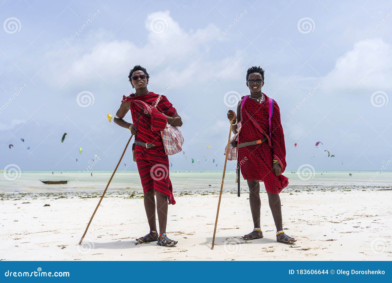 African Men Masai Dressed in Traditional Clothes Standing Near the ...