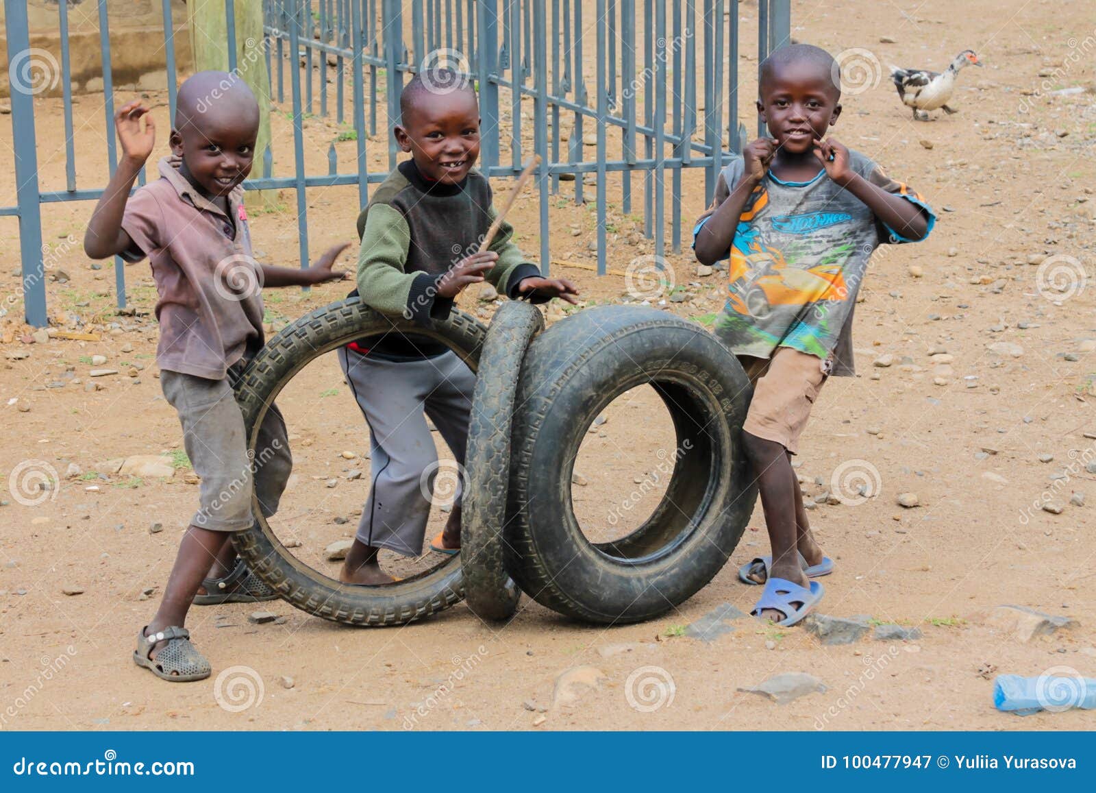 African Poor Boys Play with Wheels Editorial Photography - Image of  expression, african: 100477947