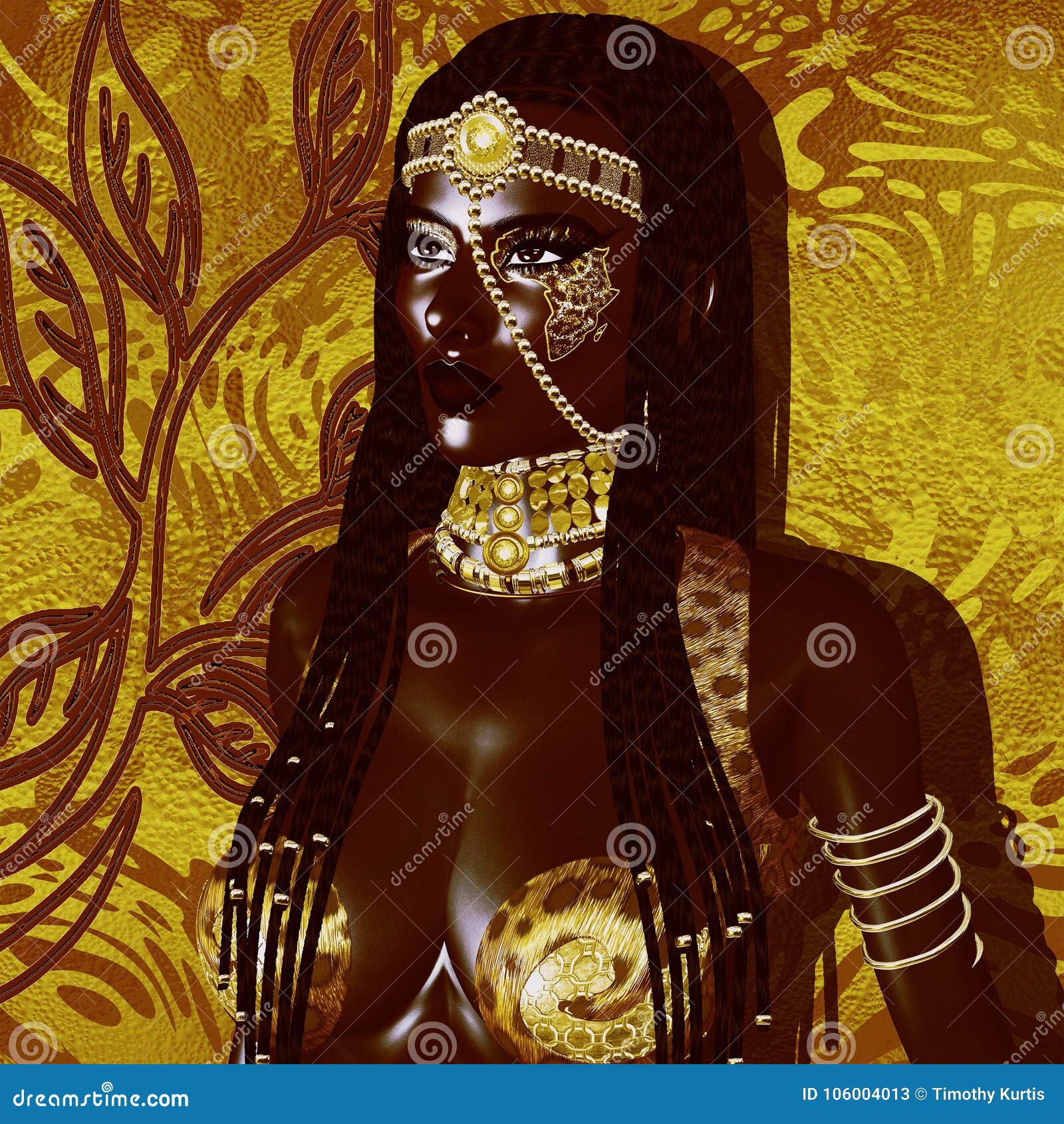 African Queen Fashion Beauty Stock Illustration Illustration Of Fantasy Goddess 106004013