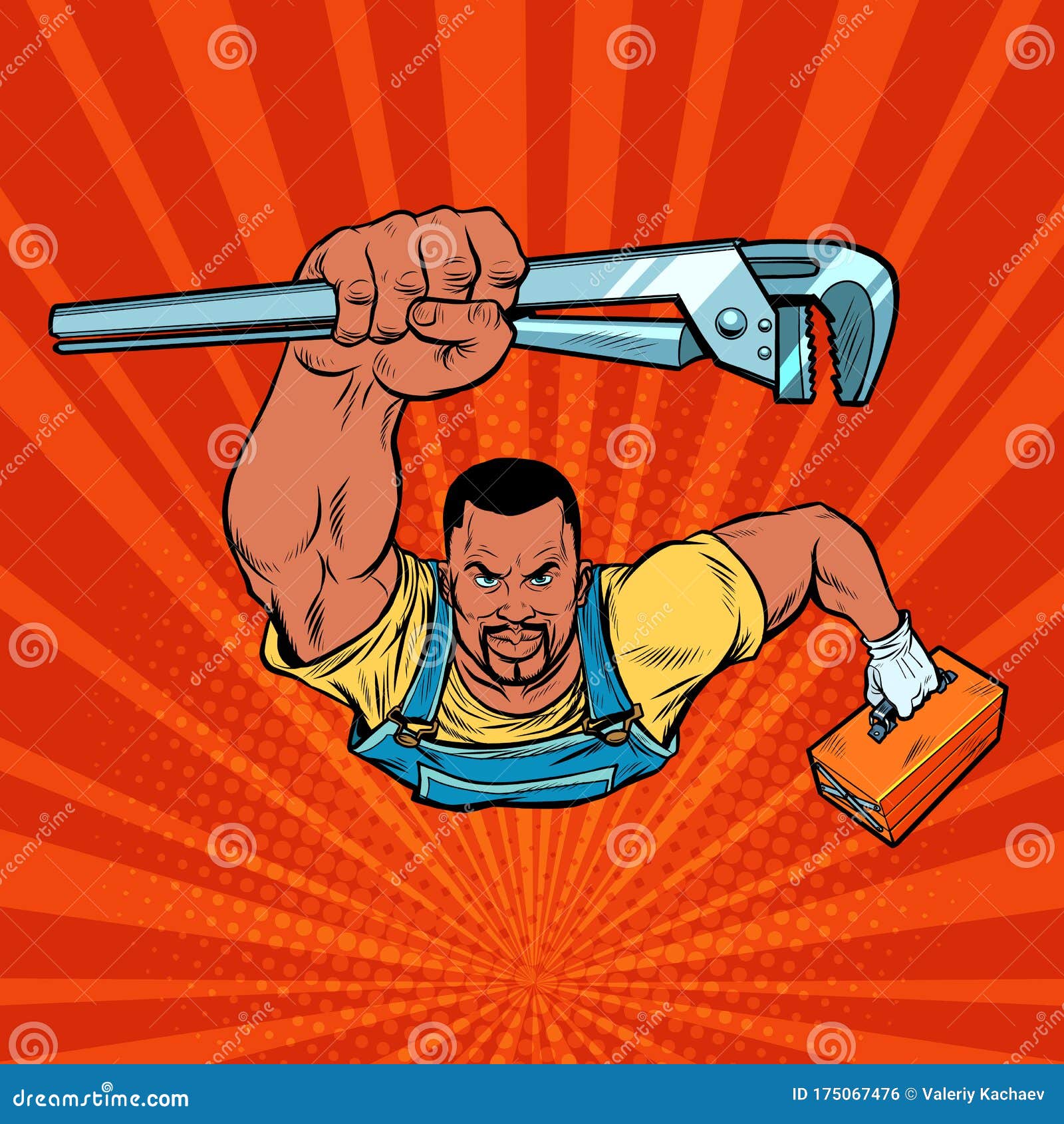 African Repairman with an Adjustable Wrench Stock Vector - Illustration ...