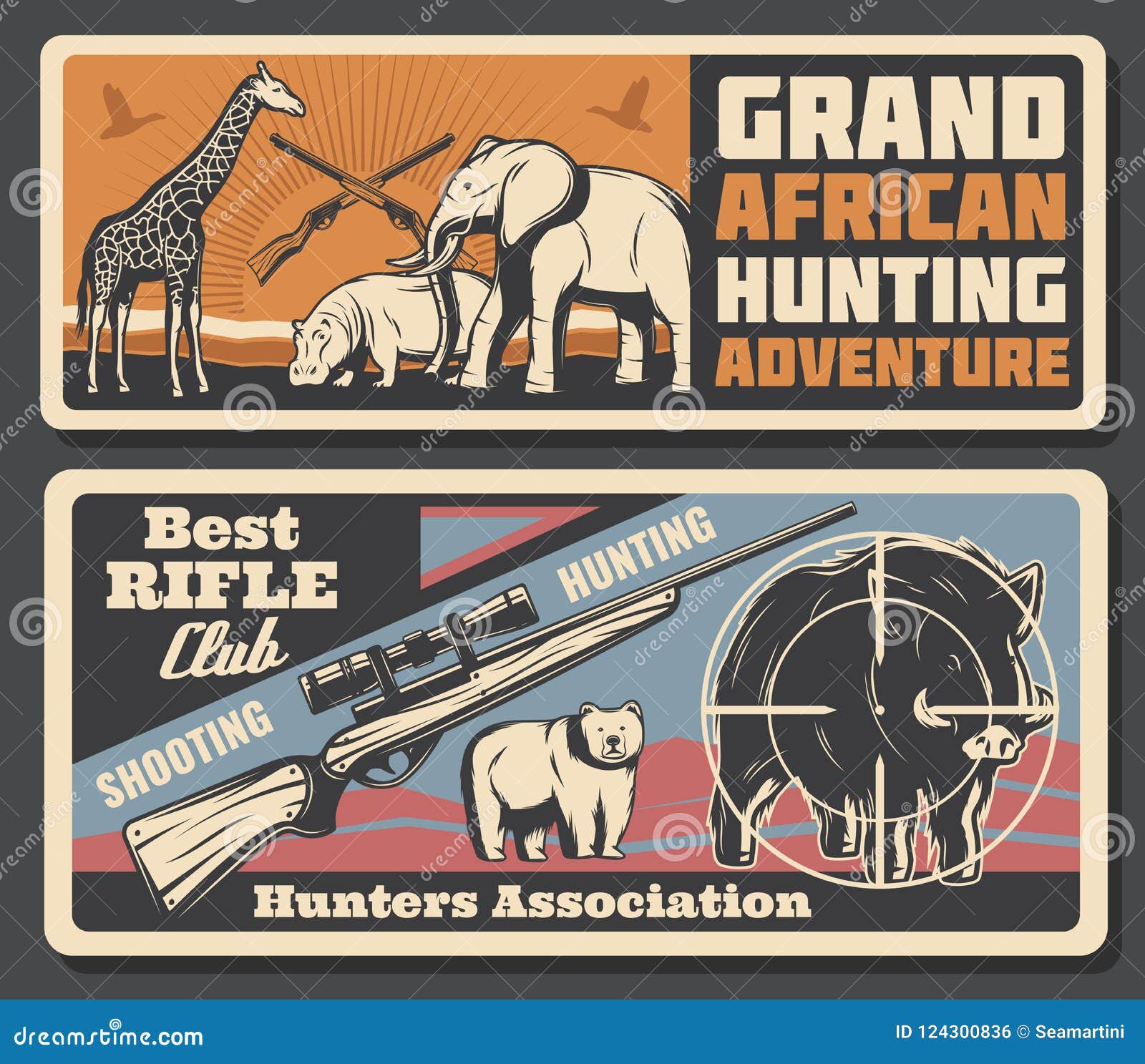 African Safari Animals Hunting Adventure Poster Stock Vector - Illustration  of design, duck: 124300836