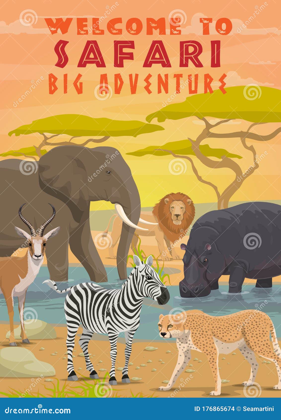 African Safari Animals. Hunting Sport Tours Stock Vector - Illustration of  fauna, exotic: 176865674