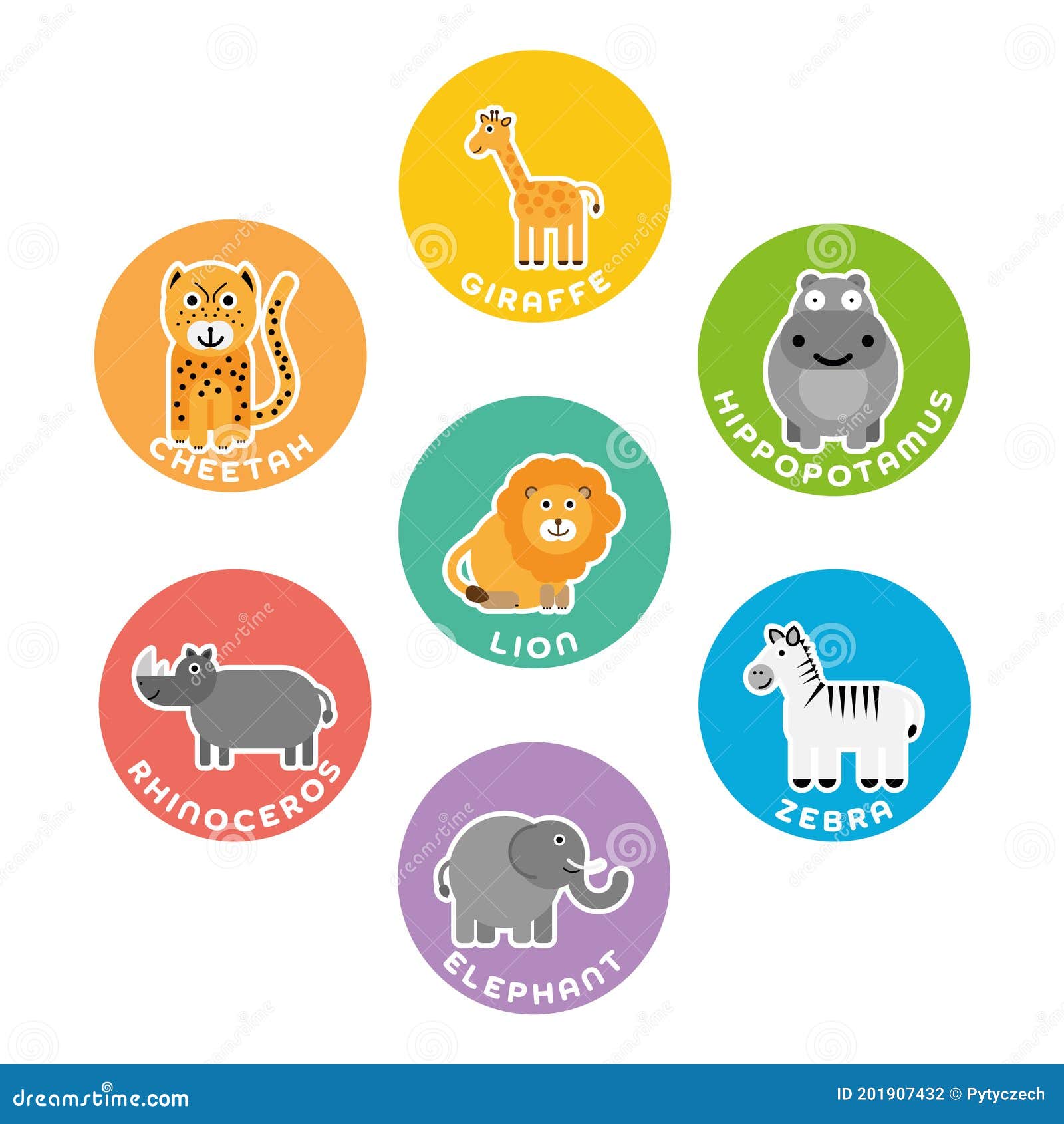African Savanna Wild Animals Collection. Set of 7 Cartoon Characters in the Circle with Name Labels Stock Vector - Illustration of funny, character: 201907432 African Savanna Wild Animals Collection. Set of 7 Cartoon Characters in the Circle with Name Labels Stock Vector - Illustration of funny, character: 201907432