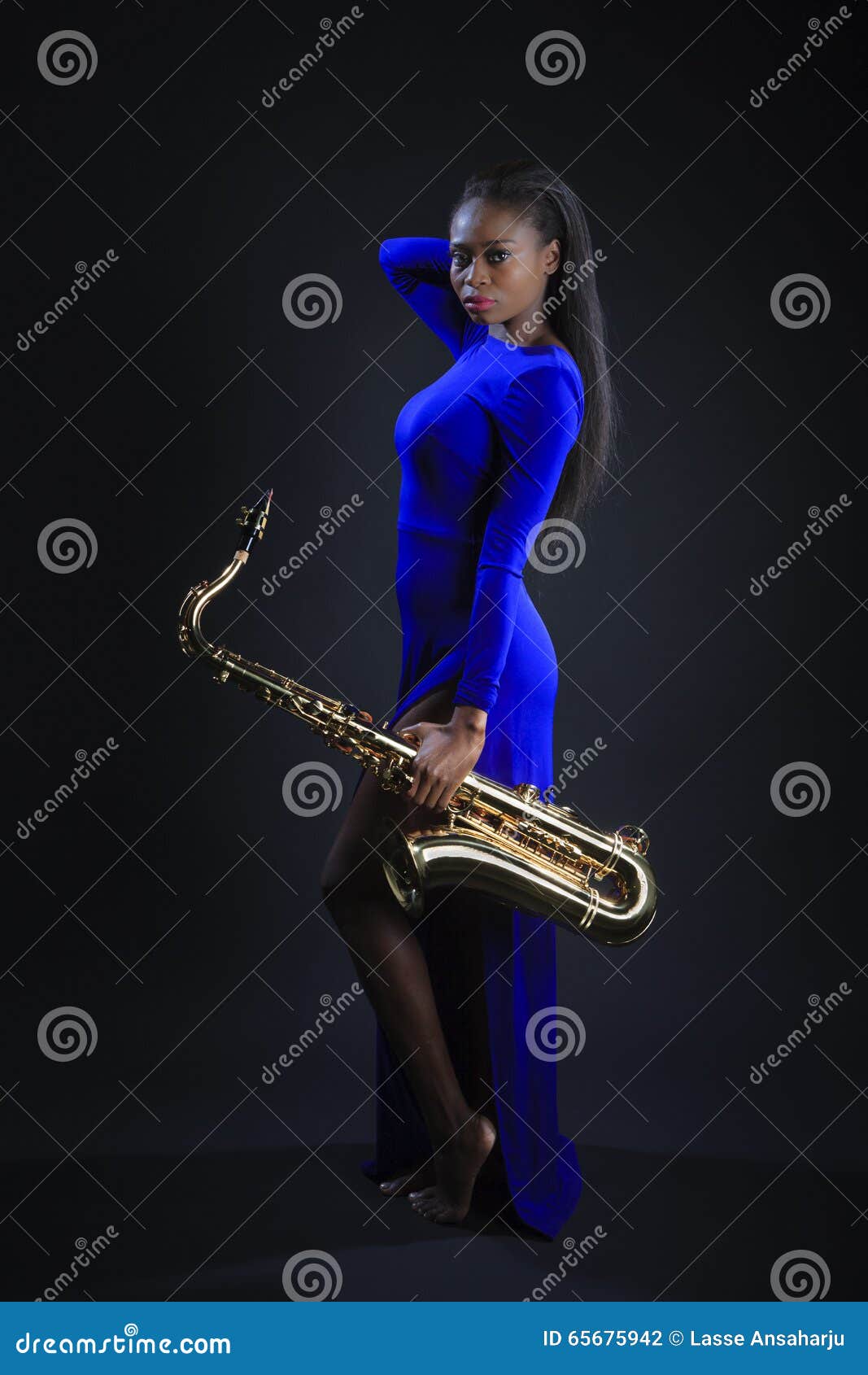 African Sax Lady stock photo. Image of indigo, saxophone 65675942