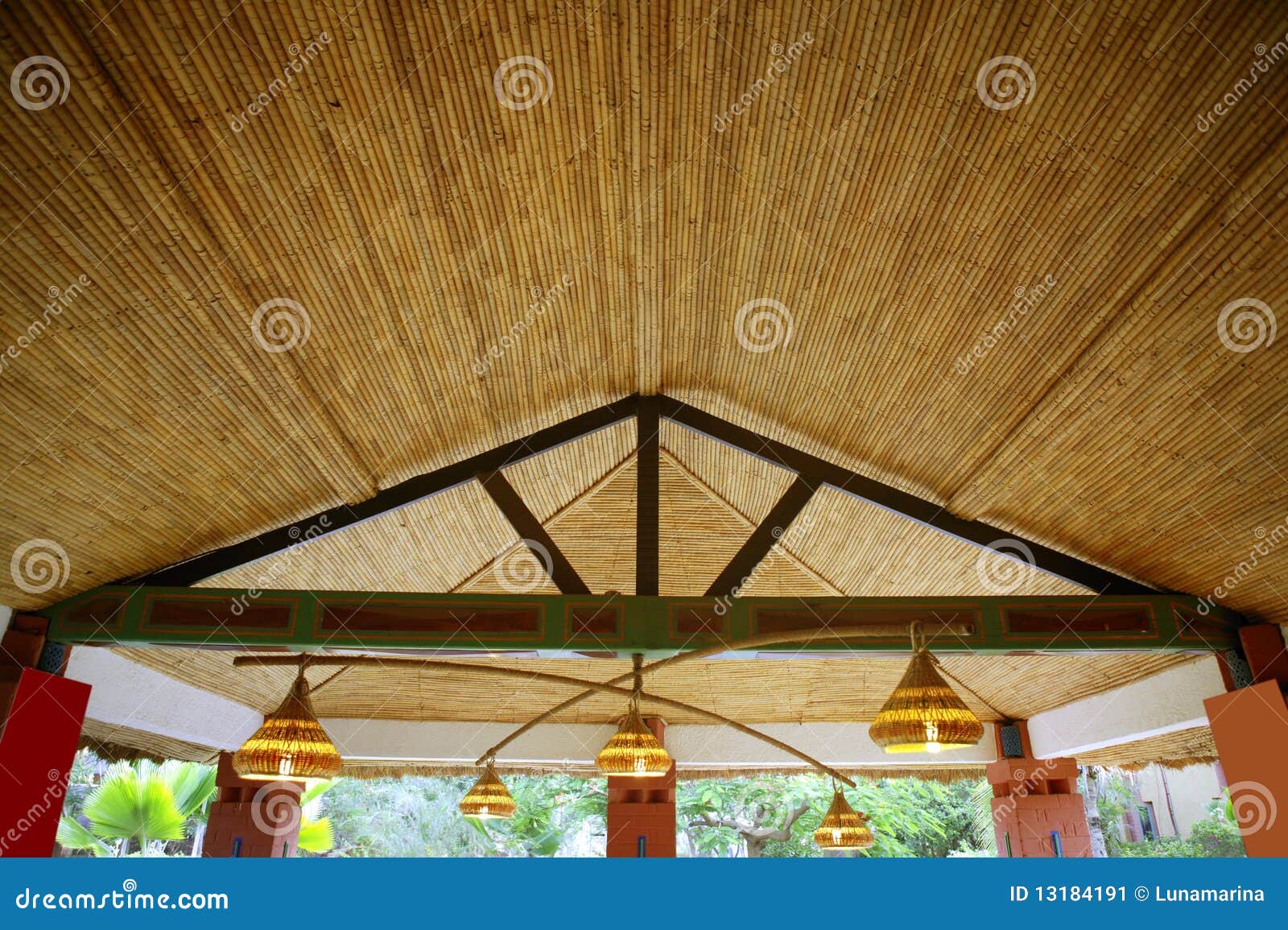 african traditional ethnic house vegetal ceiling
