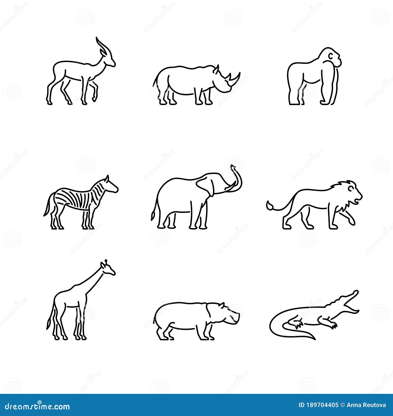 African Wild Animals Icon Vector Set. Stock Vector - Illustration of jungle, life: 189704405 African Wild Animals Icon Vector Set. Stock Vector - Illustration of jungle, life: 189704405