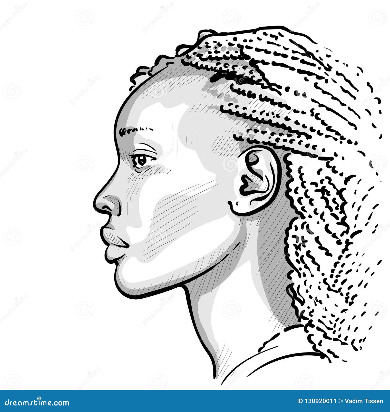 African Woman With Dreadlocks Digital Sketch Hand Drawing