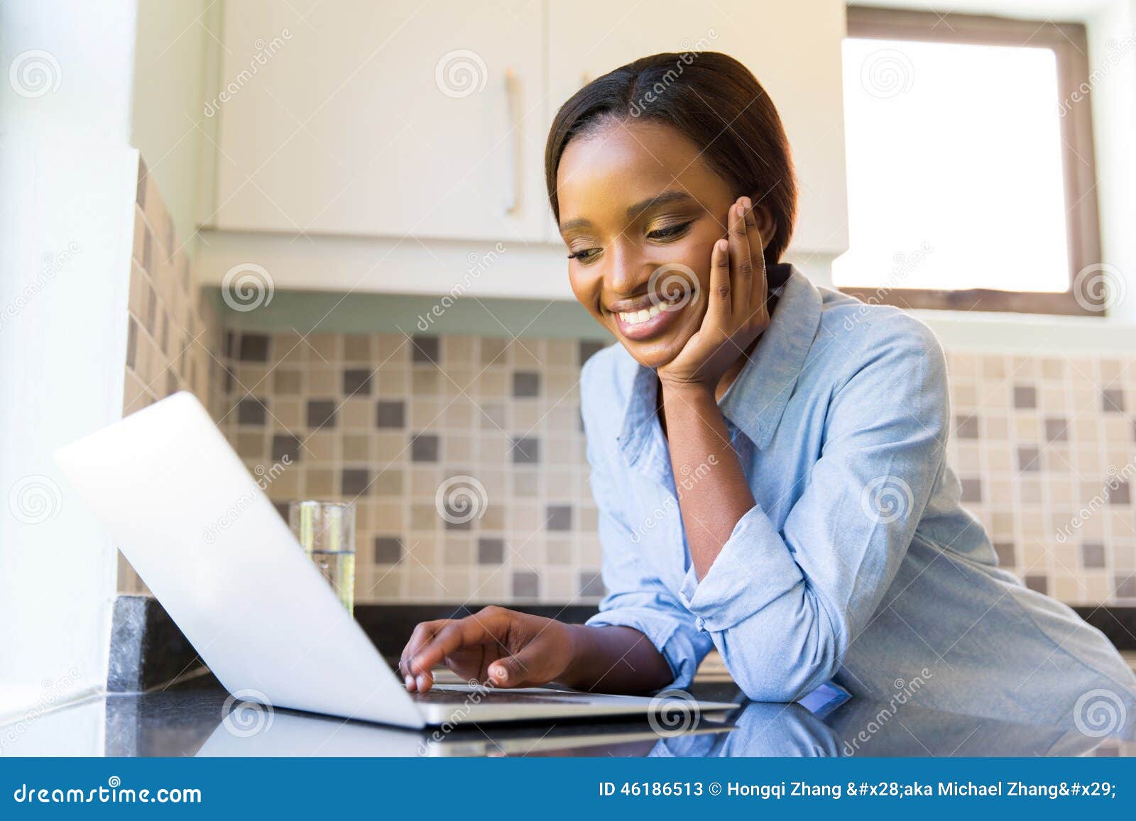 African woman laptop stock image. Image of happy, ethnic 46186513