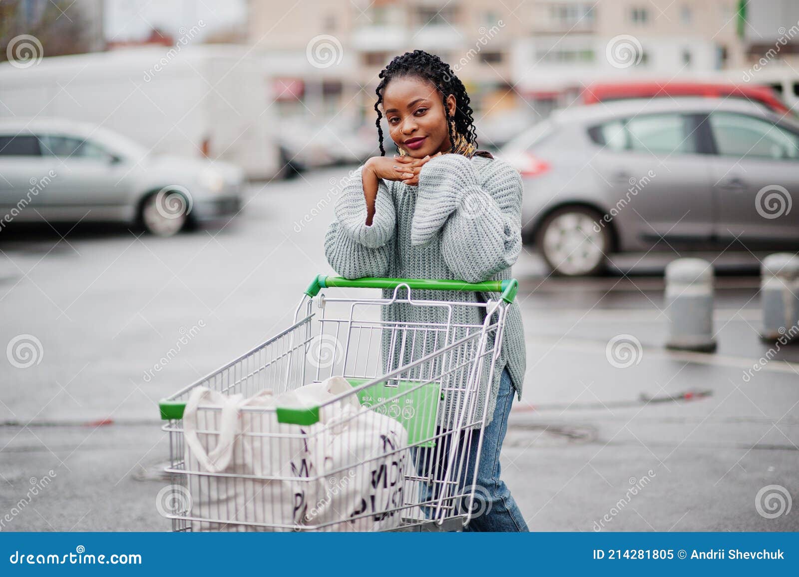 African woman shopper stock image. Image of concept - 214281805