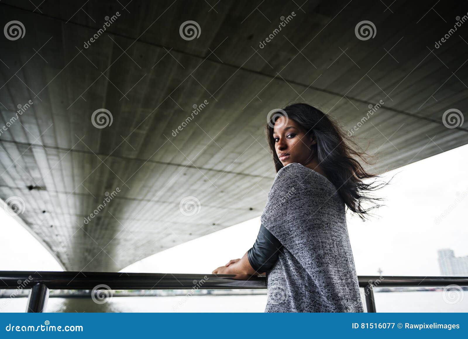 African Woman Thinking River Serene Concept Stock Image - Image of ...