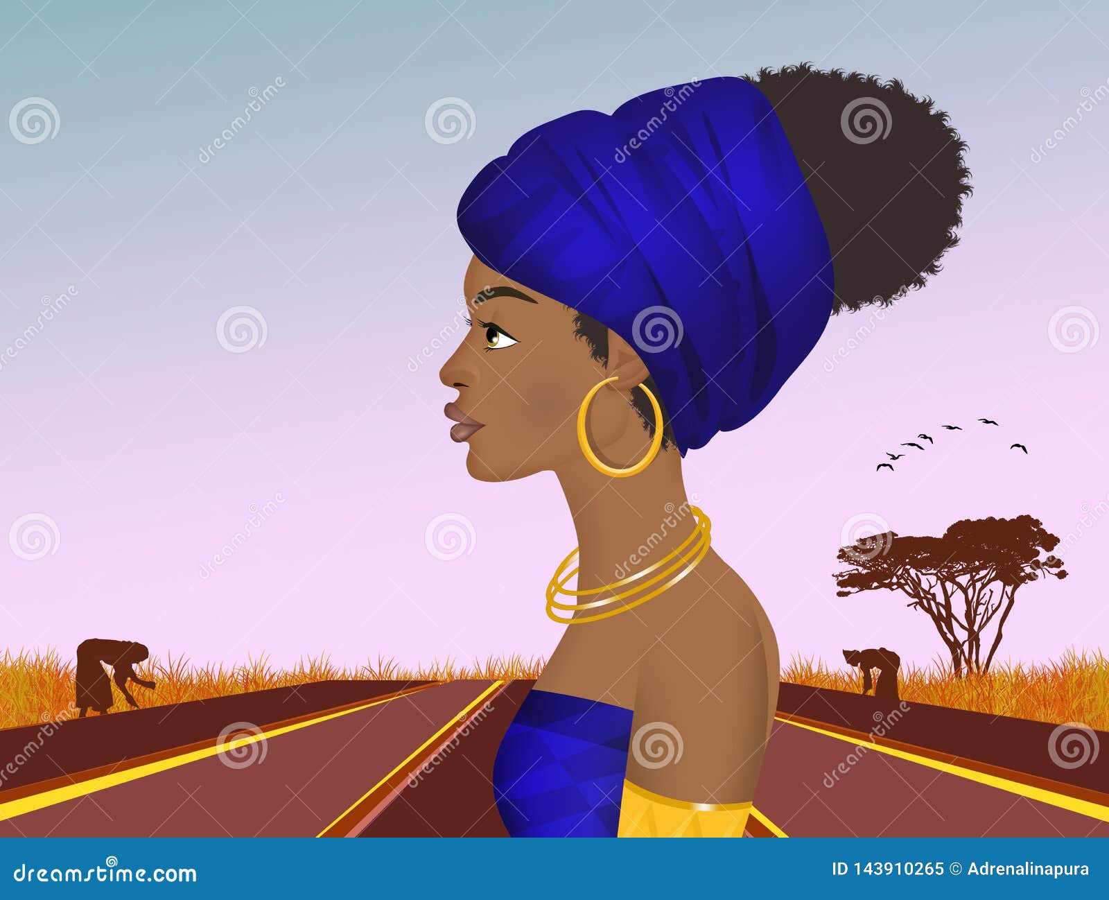 african woman works in the fields