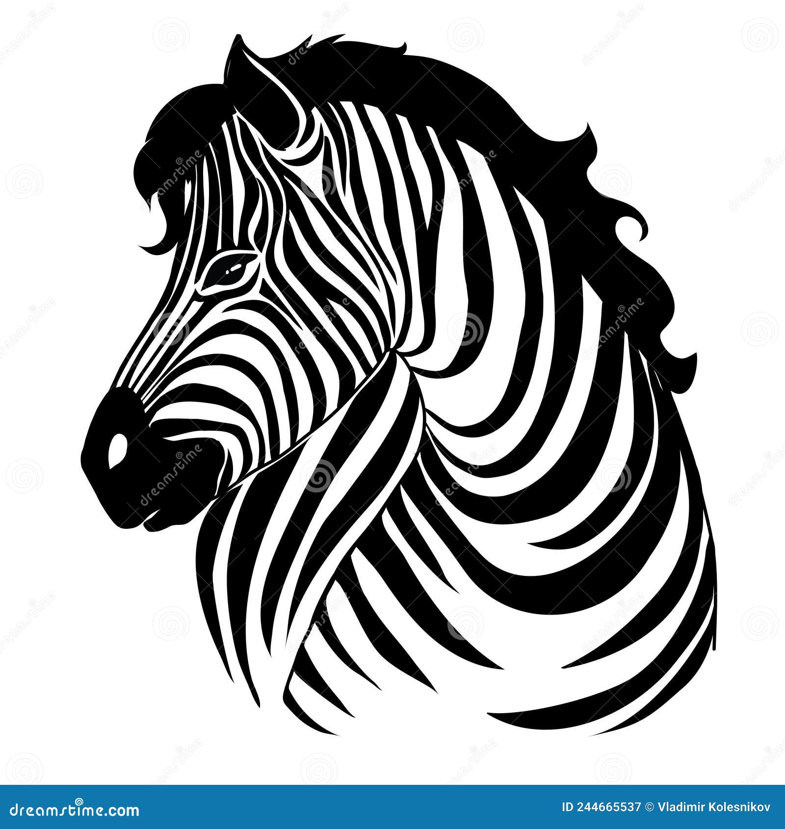 african zebra running side view outline striped silhouette animal  flat  