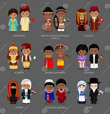 Africans in National Dress. Stock Vector - Illustration of happy ...