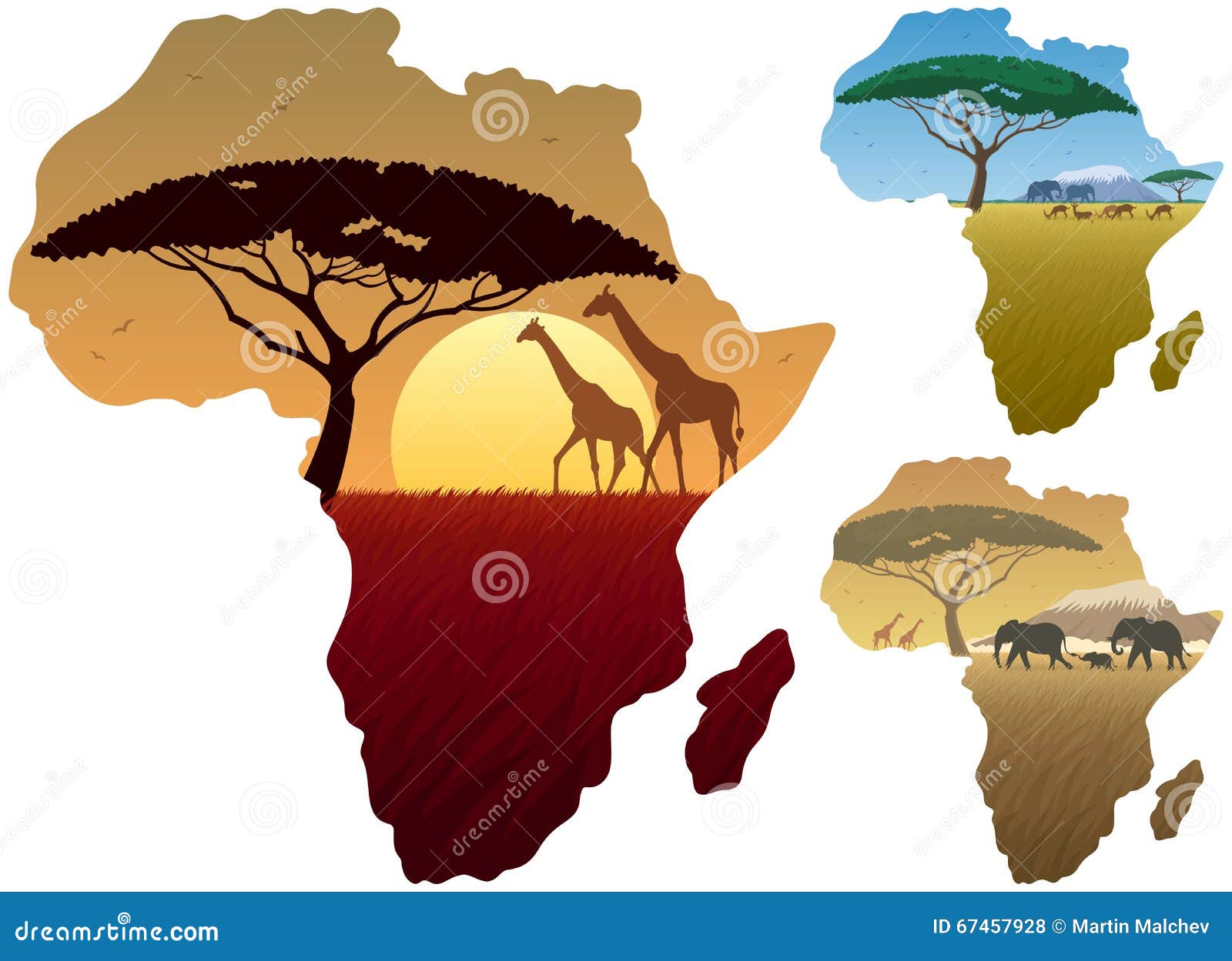 Afrika Karten Landschaften Vektor Abbildung Illustration Von Kunst