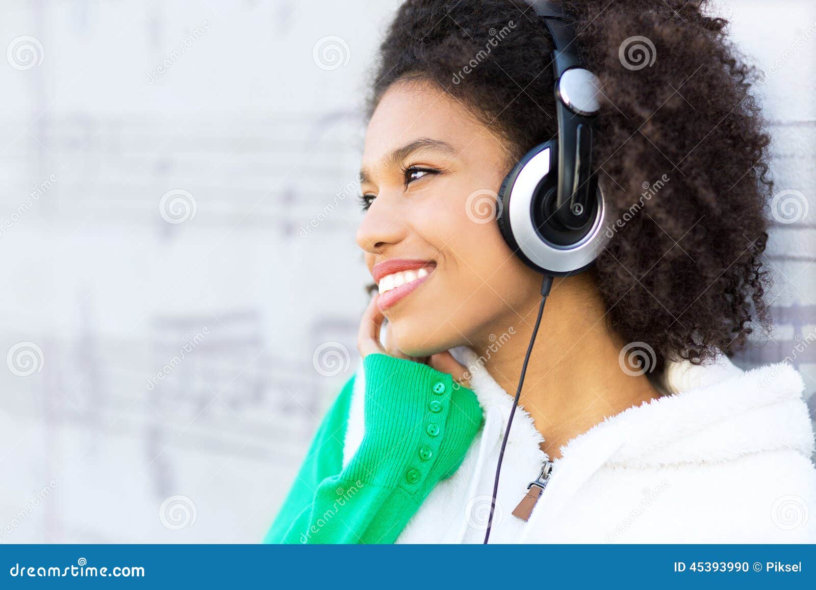 AfroAmerican with Headphones Stock Photo Image of music, afro 45393990