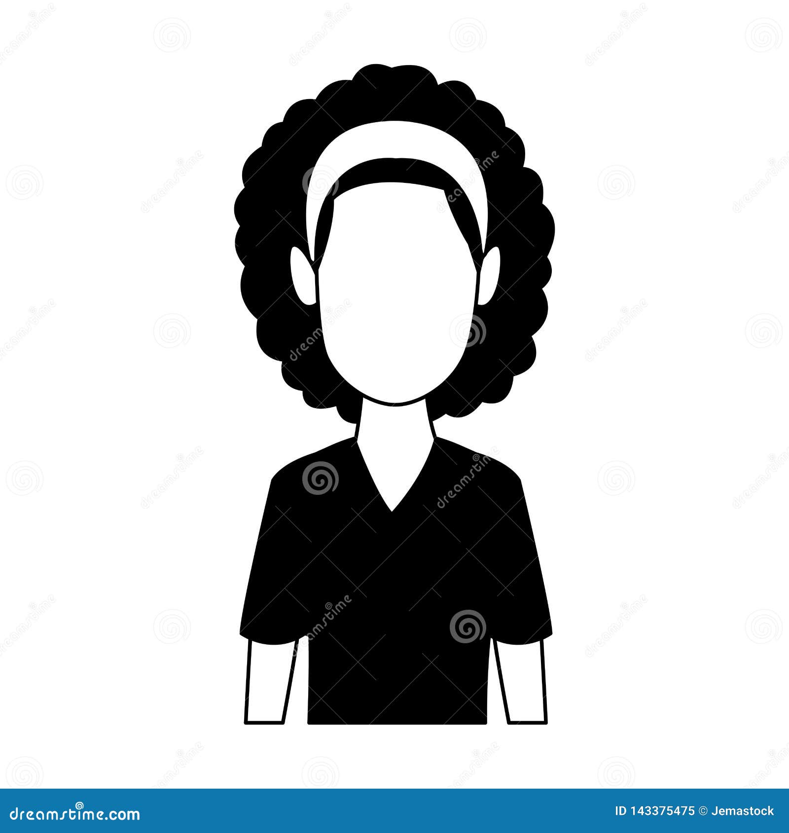 Afro Faceless Woman In Black And White Stock Vector - Illustration of