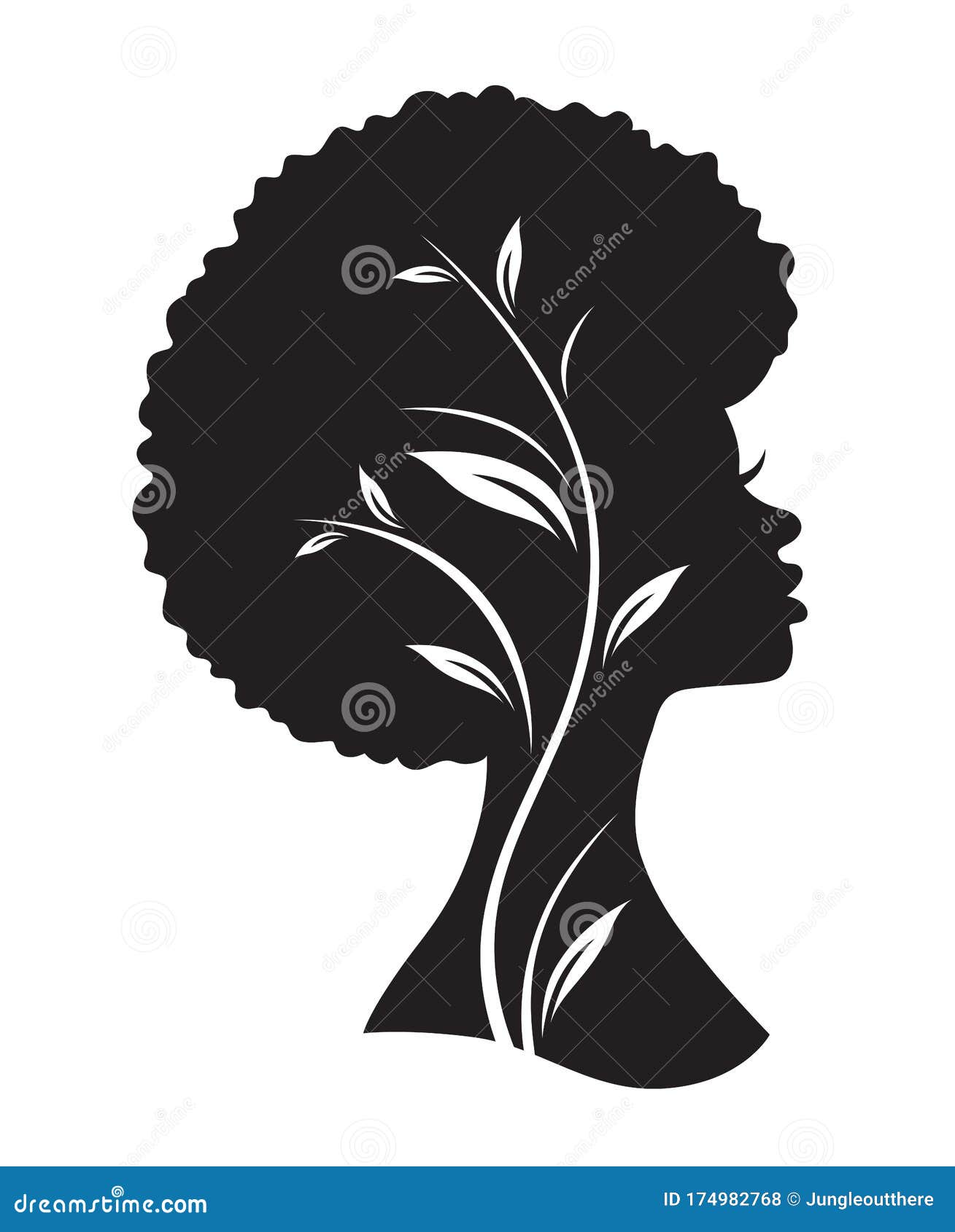 black african american woman with afro hairstyle