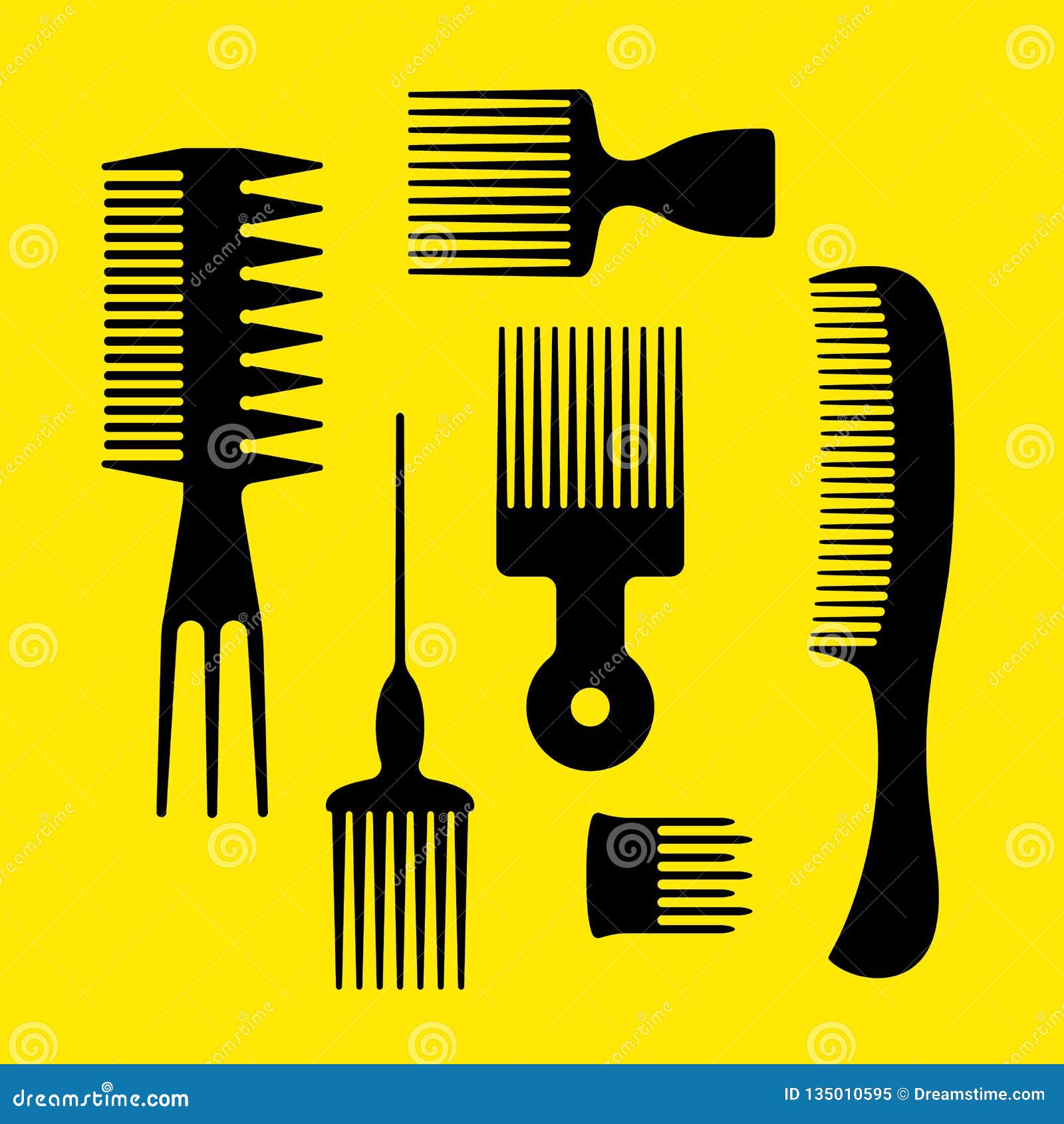 Afro Pick Vector Set stock vector. Illustration of school 135010595