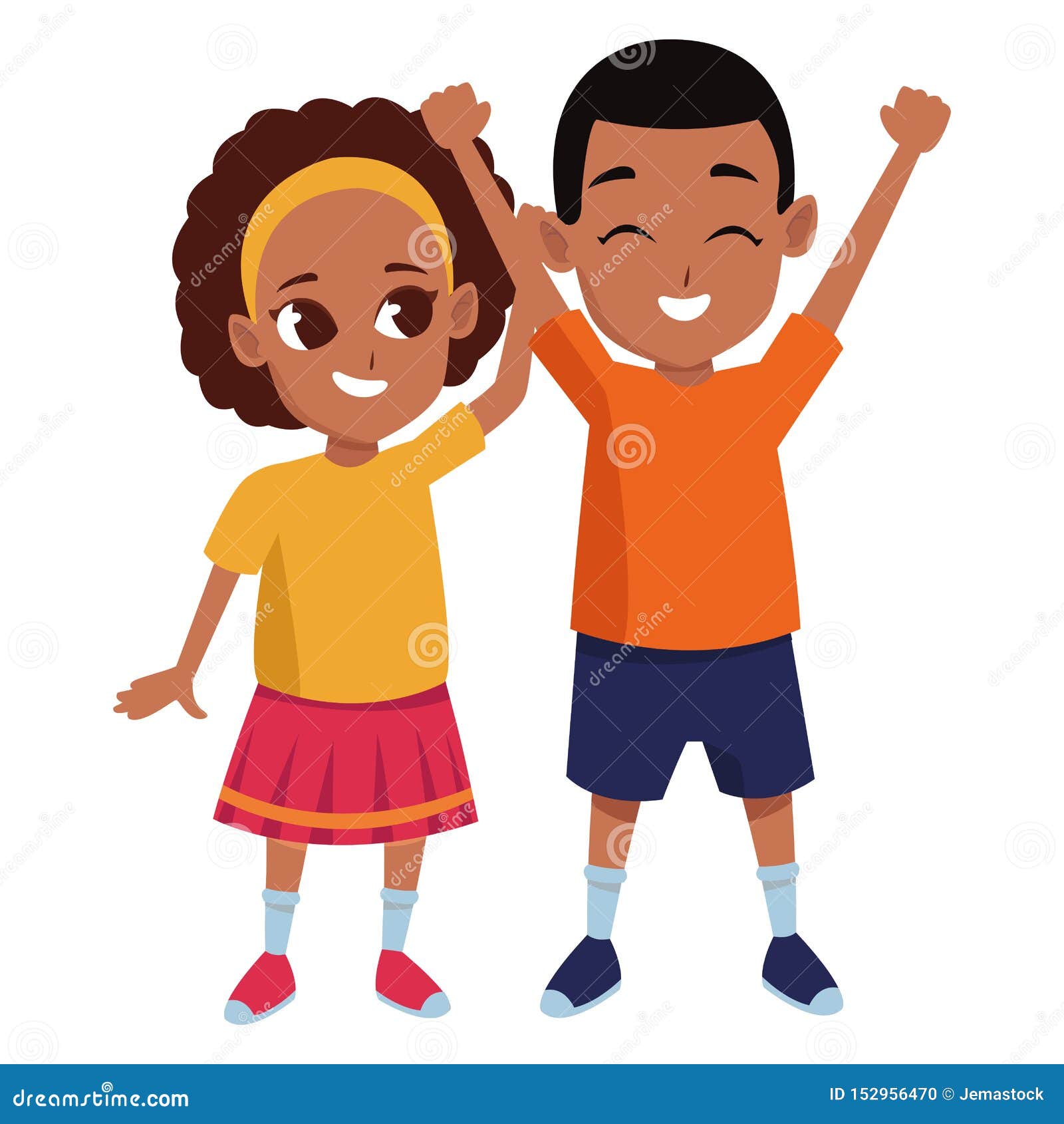 Afroamerican Sister and Brother Smiling Cartoon Stock Vector - Illustration  of kids, vector: 152956470