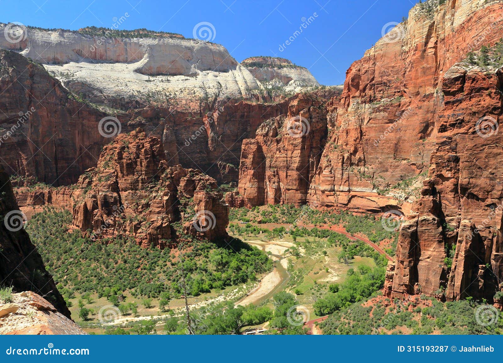 zion national park with virgin river canyon and the organ from observation point trail, utah