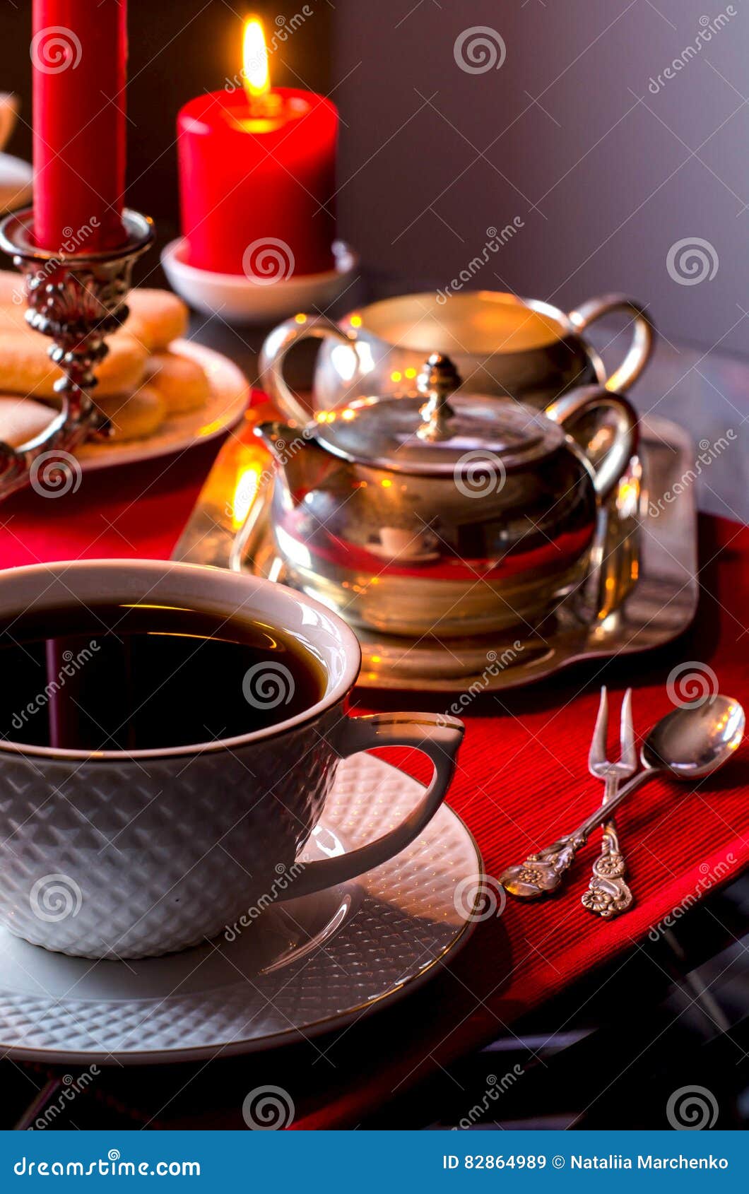 Afternoon Tea. Beautiful Table Setting with Candles. Stock Image Image of party, holiday 82864989