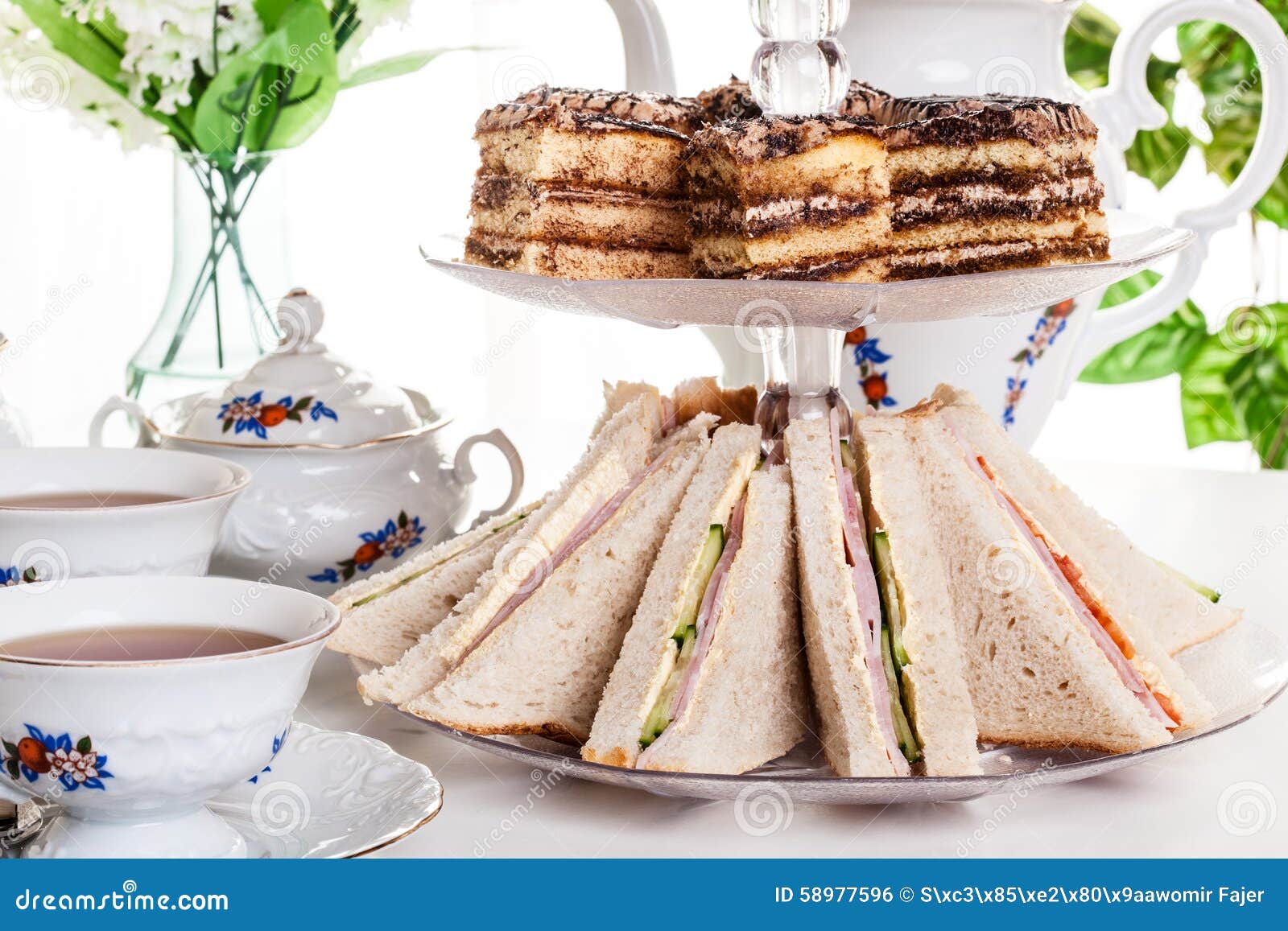 Afternoon tea set stock photo. Image of british, fashioned 58977596