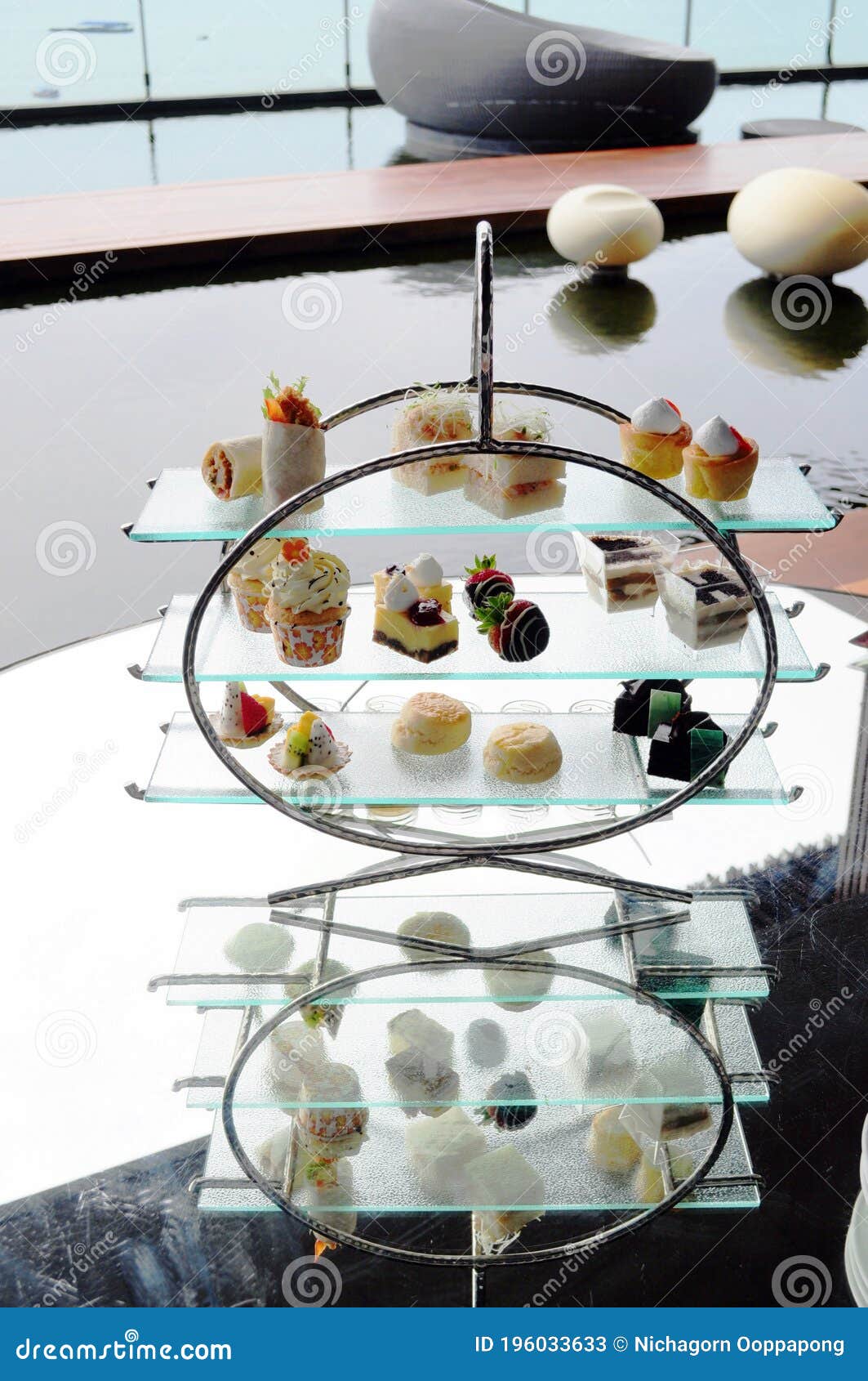 Afternoon Tea Set of Pastries Collection Stock Image Image of
