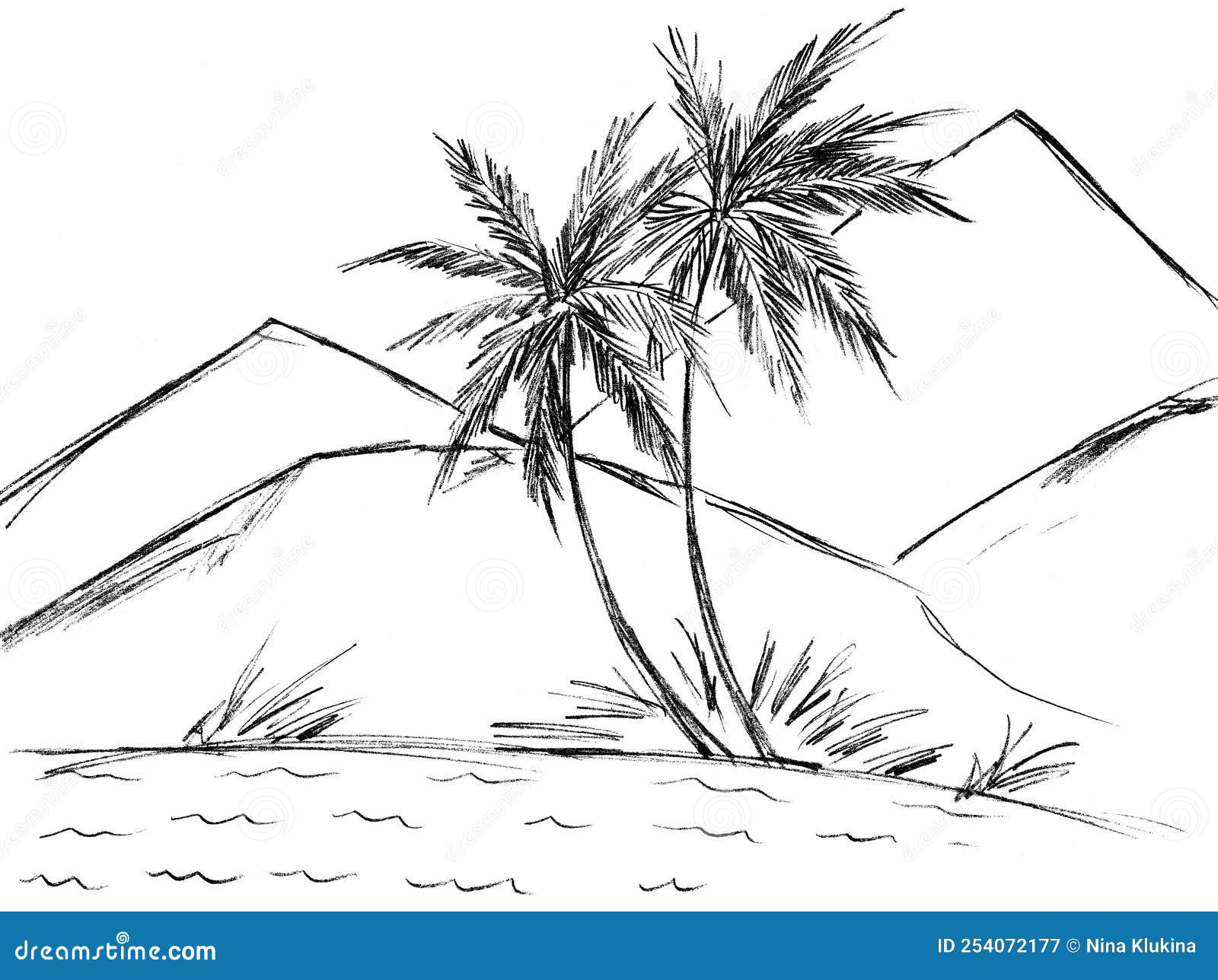 against the background of mountains palm trees on the beach