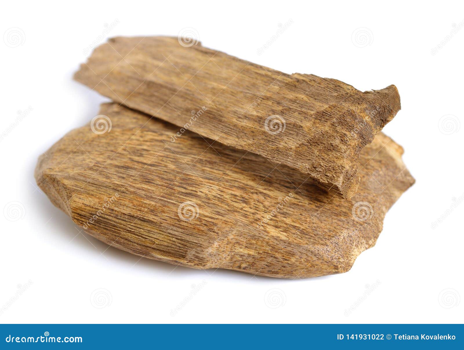 agarwood, also called aloeswood oudh,  on white background