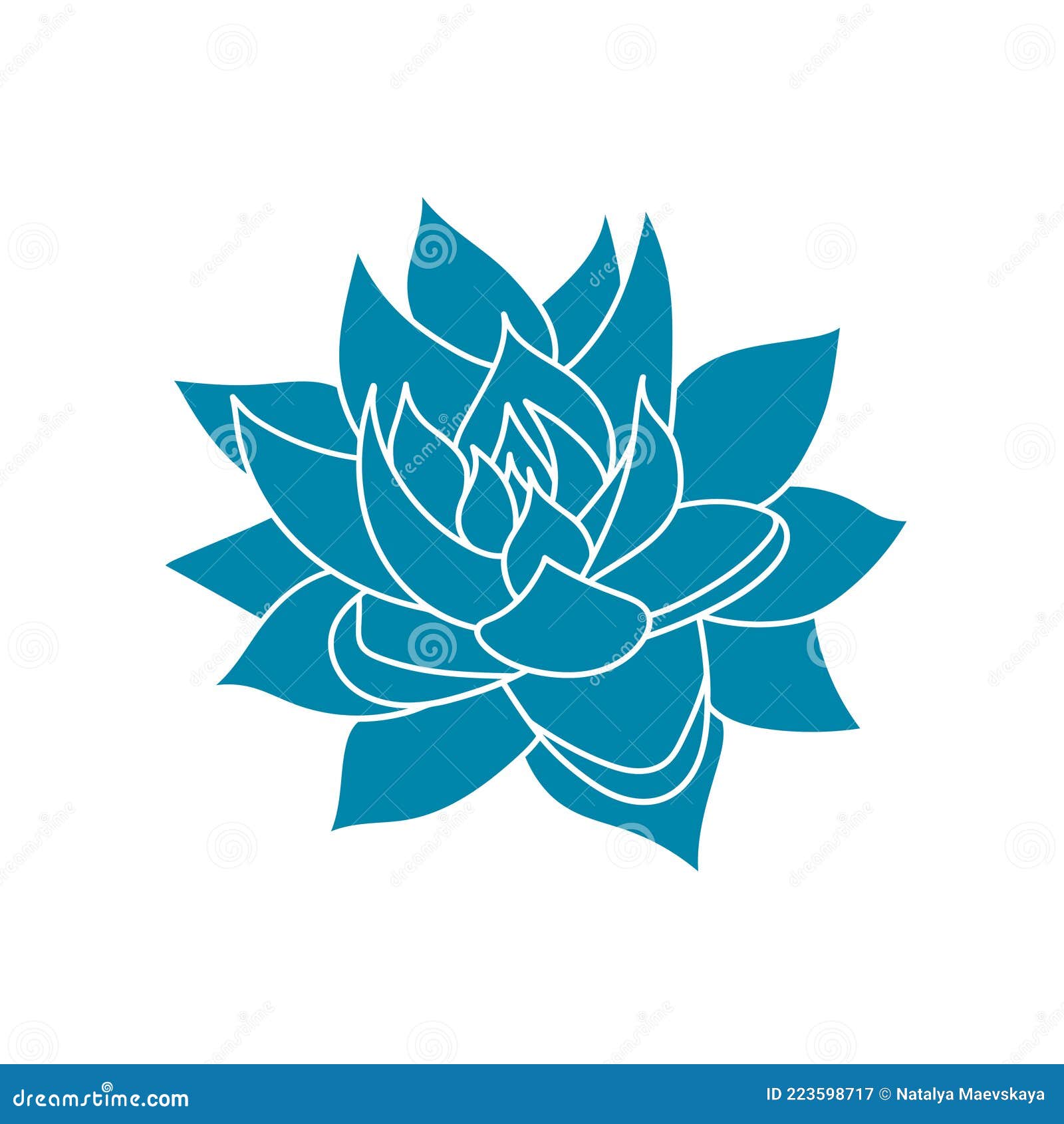 Agave Blue Plant in Flat Style. Vector Illustration Isolated on White