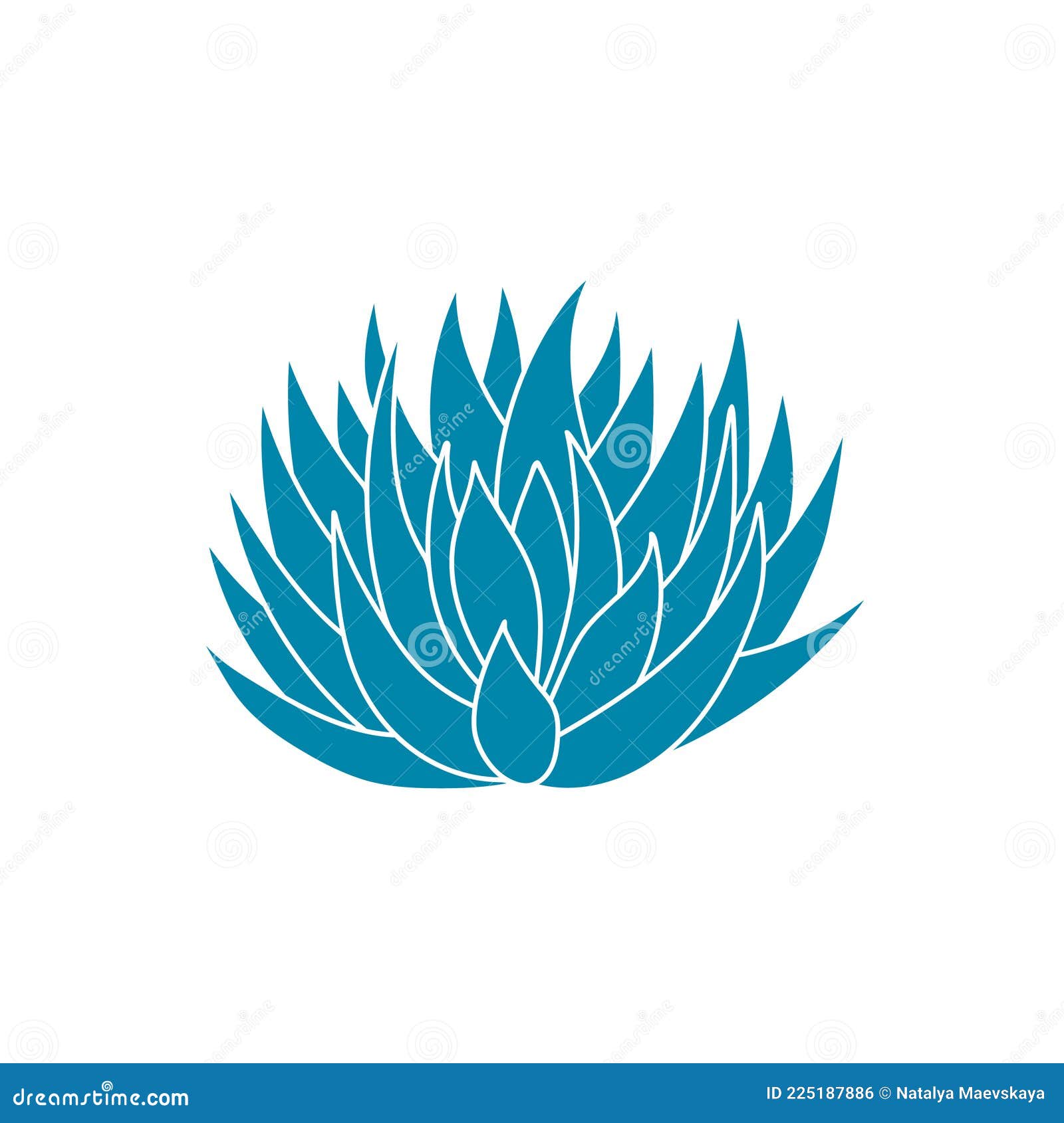 Agave Blue Plant In Flat Style. Vector Illustration Isolated On White