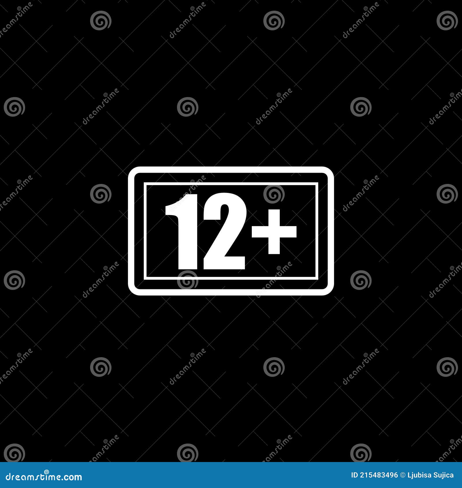 12 Age Limit Concept Isolated on Dark Background Stock Vector