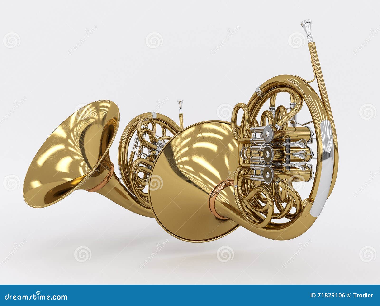 Aged French Horn 3D Rendering Stock Photo Image of musician, music