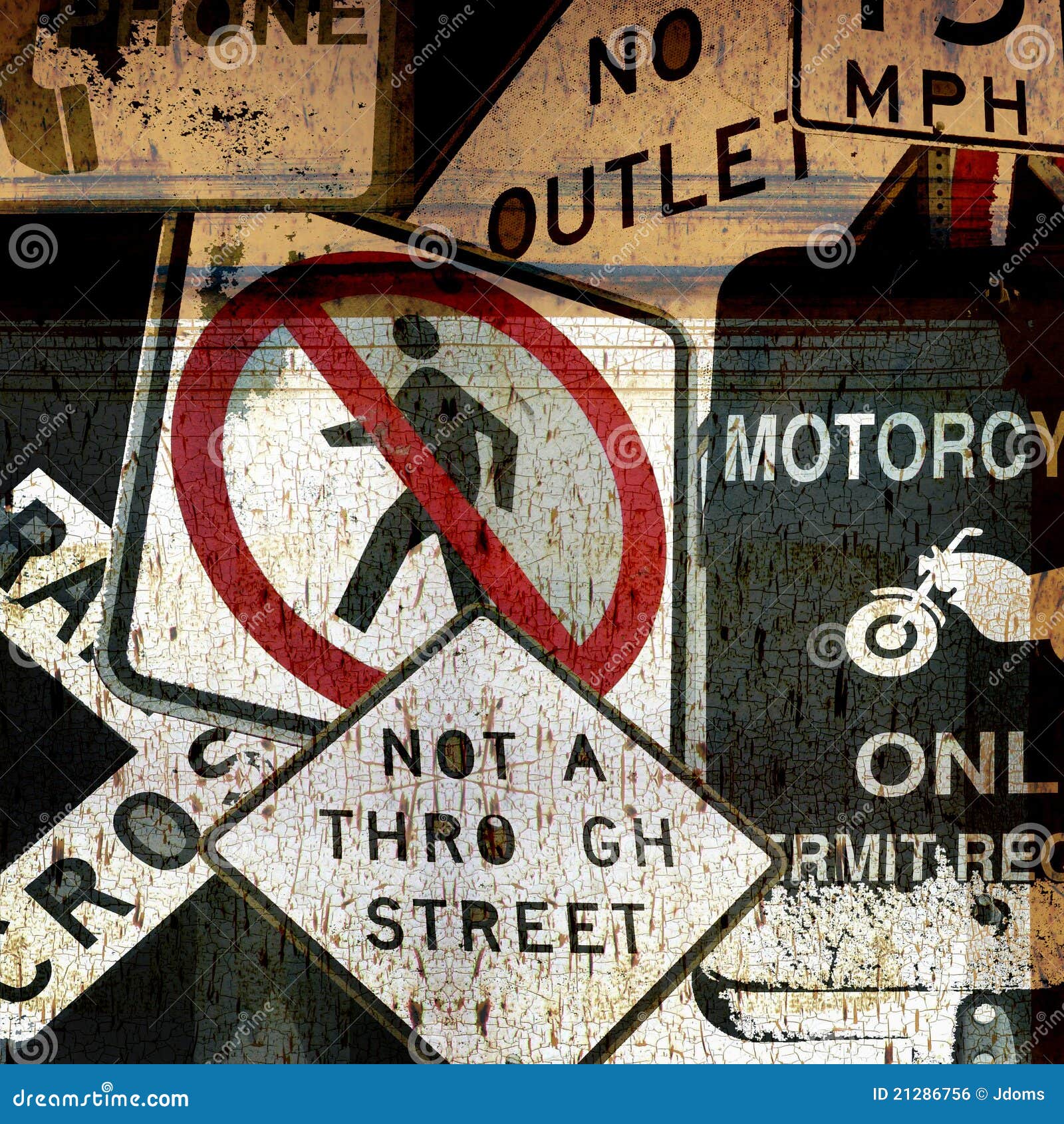 Aged Grunge Vintage Sign Collage Stock Photo Image of street
