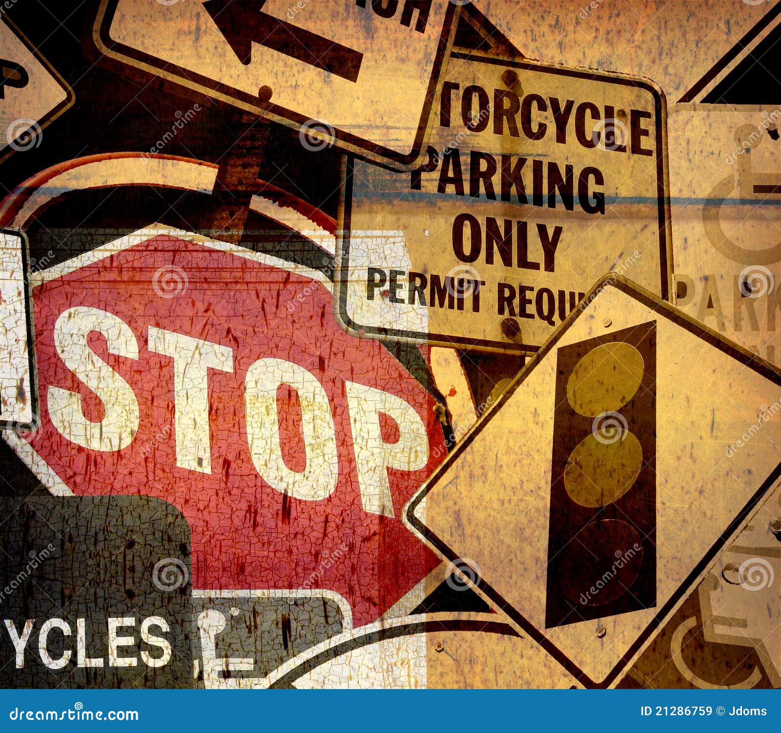 Aged Grunge Vintage Sign Collage Stock Image Image of background