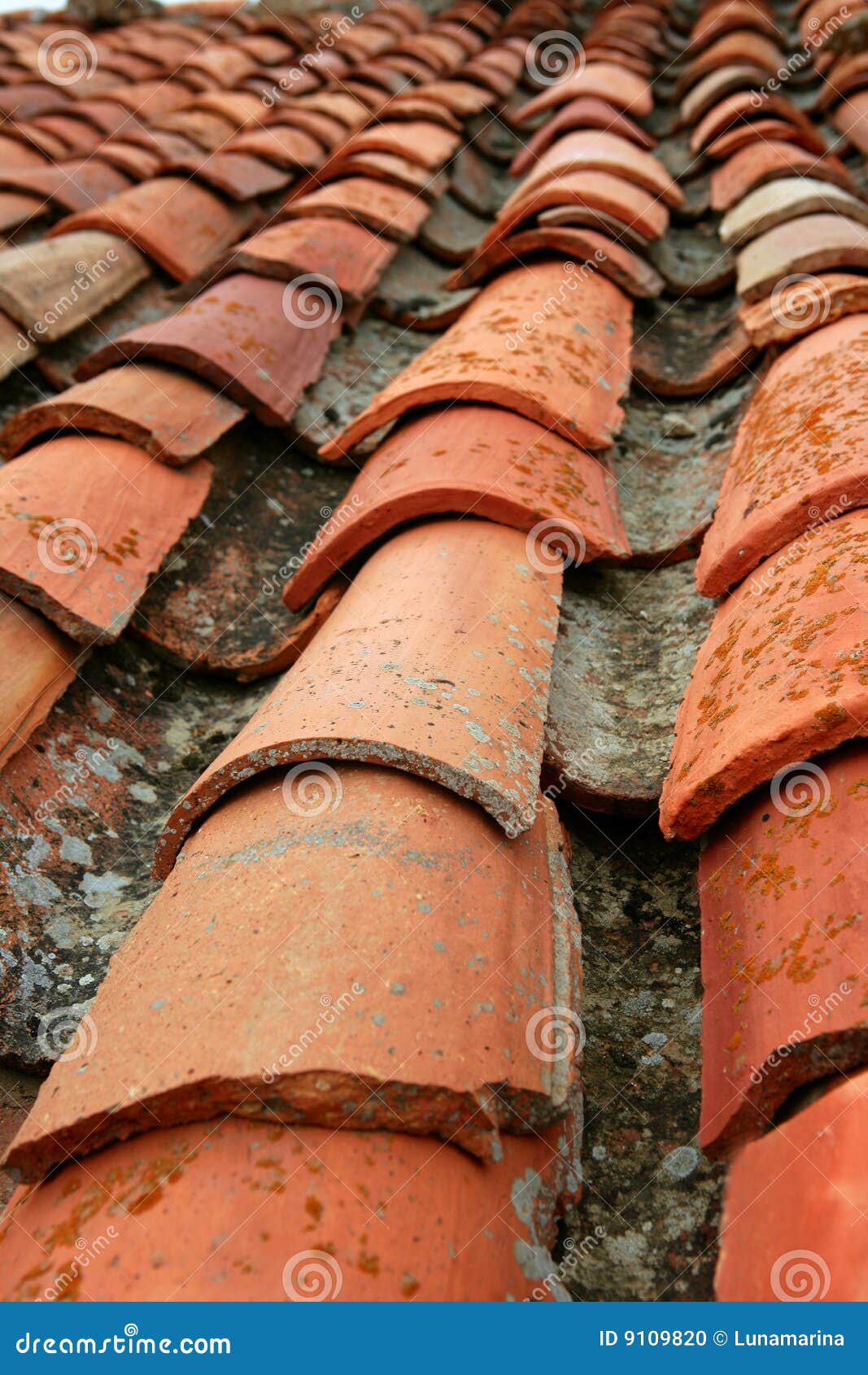 Aged Old Red Clay Arabic Roof Tiles Stock Photo - Image: 9109820