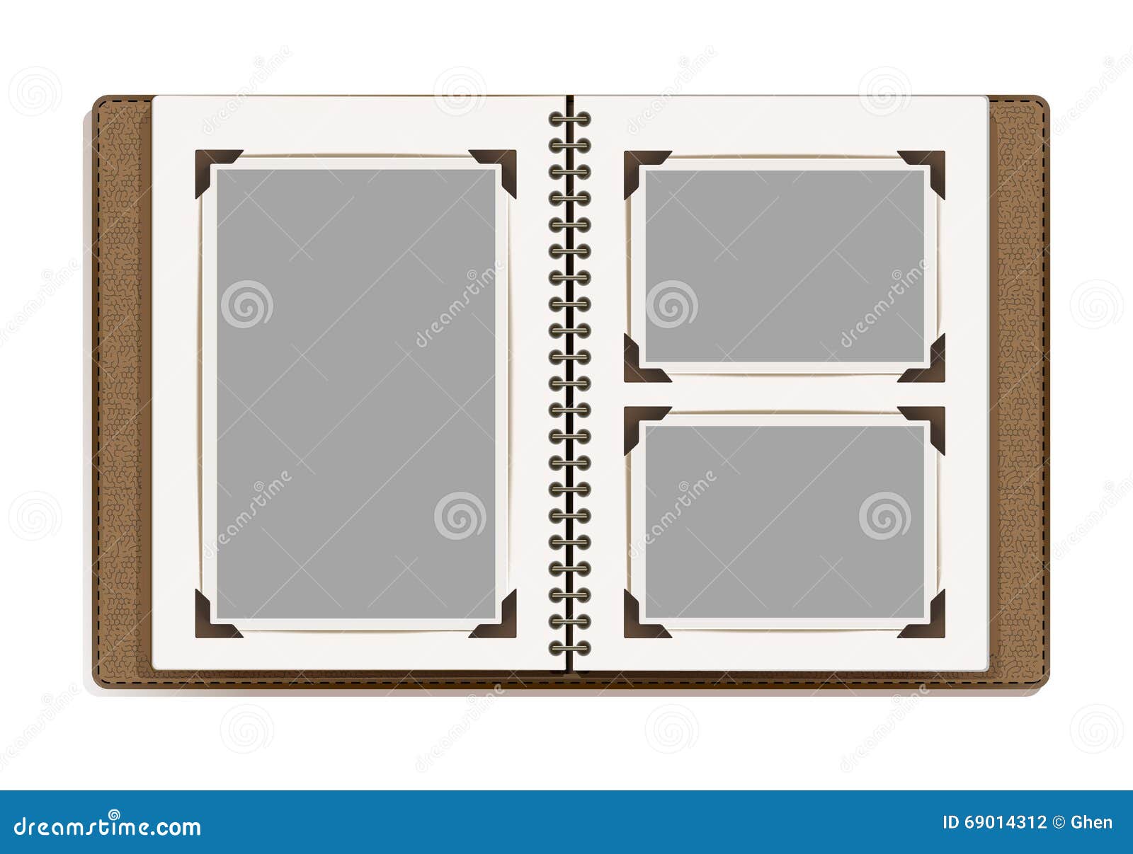 Aged Photo Album Pages with Retro Photo Frames Stock Vector