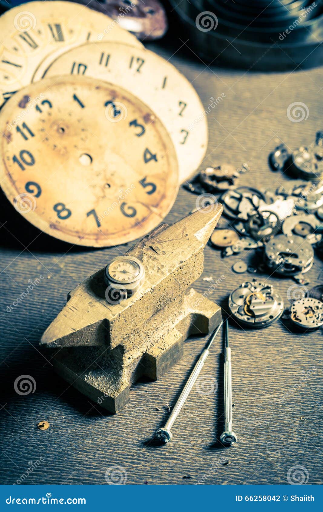 Aged Watchmaker S with Many Clocks Stock Photo Image of maker, antique 66258042