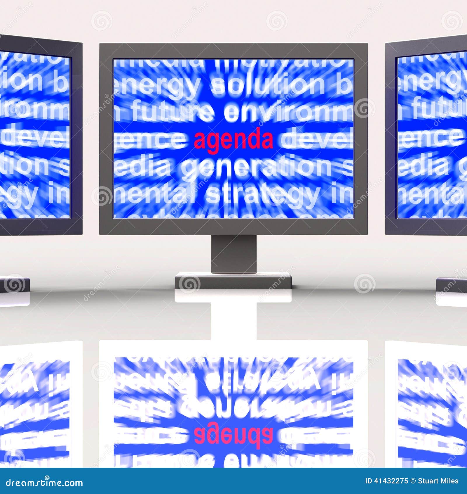 Agenda monitors means program schedule or line up stock illustration 