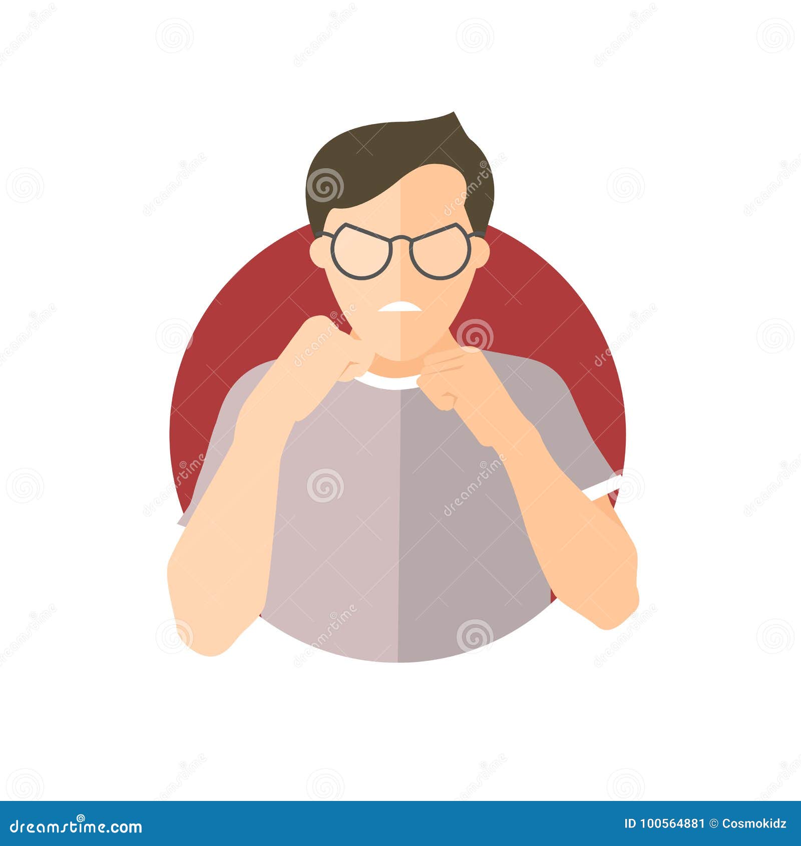 aggression expression, man attack, fight. flat  icon