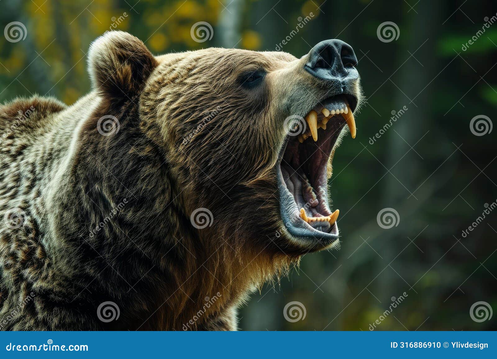 aggressive angry grizzly roaring. generate ai