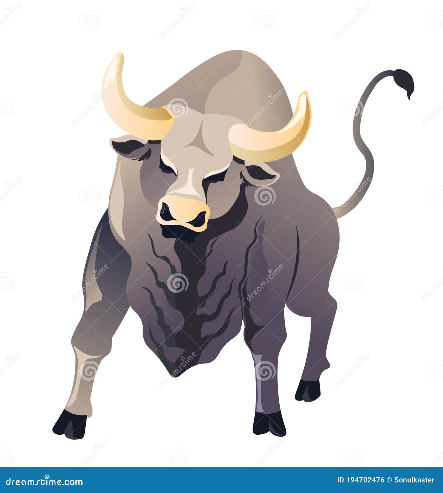 Angry Bull Front View, Buffalo Wild Animal Vector Stock Vector -  Illustration of character, aggression: 194702476