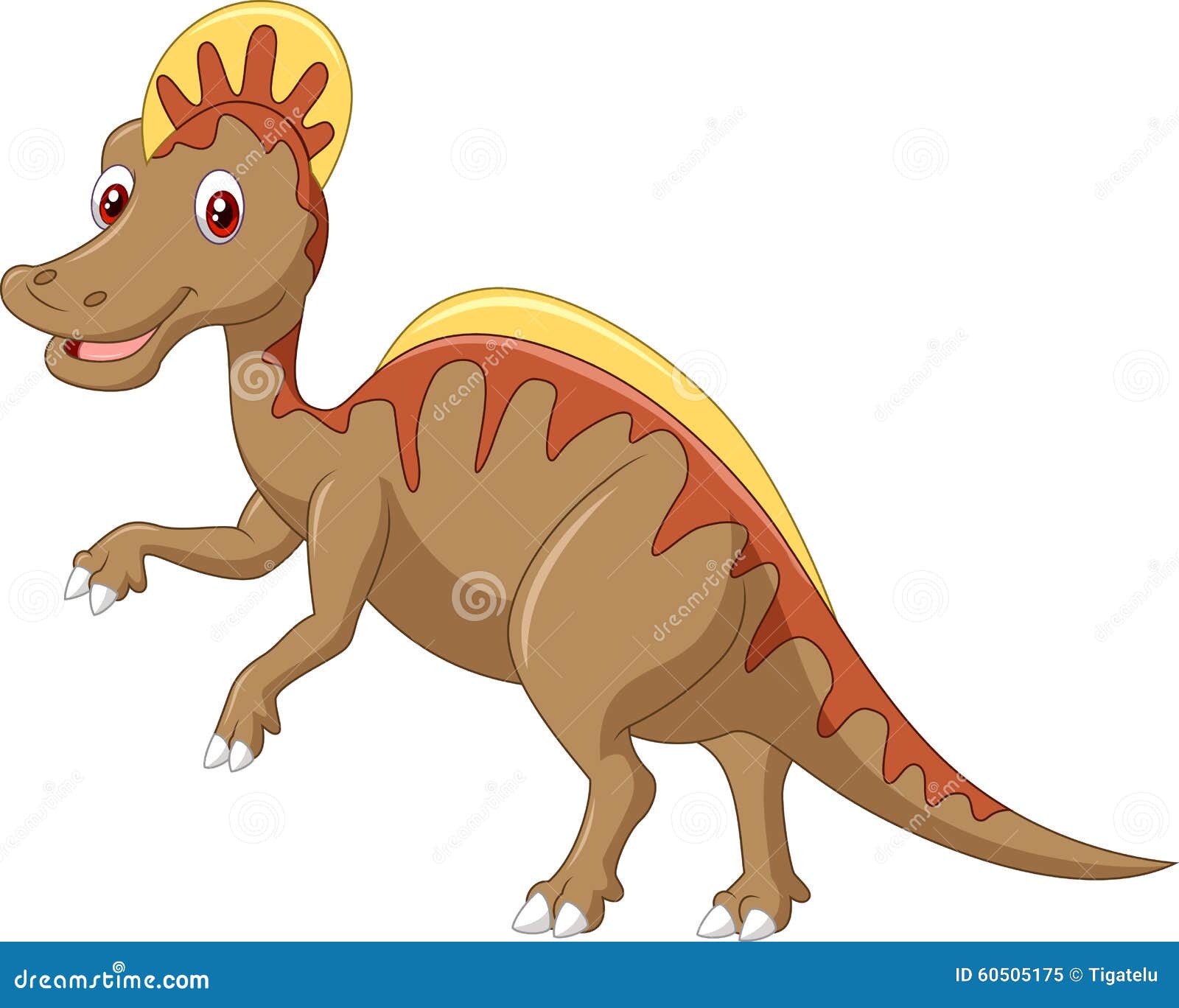 Aggressive Cretaceous Dinosaur Spinosaurus or Spiny Lizard Isolated on White Background Stock