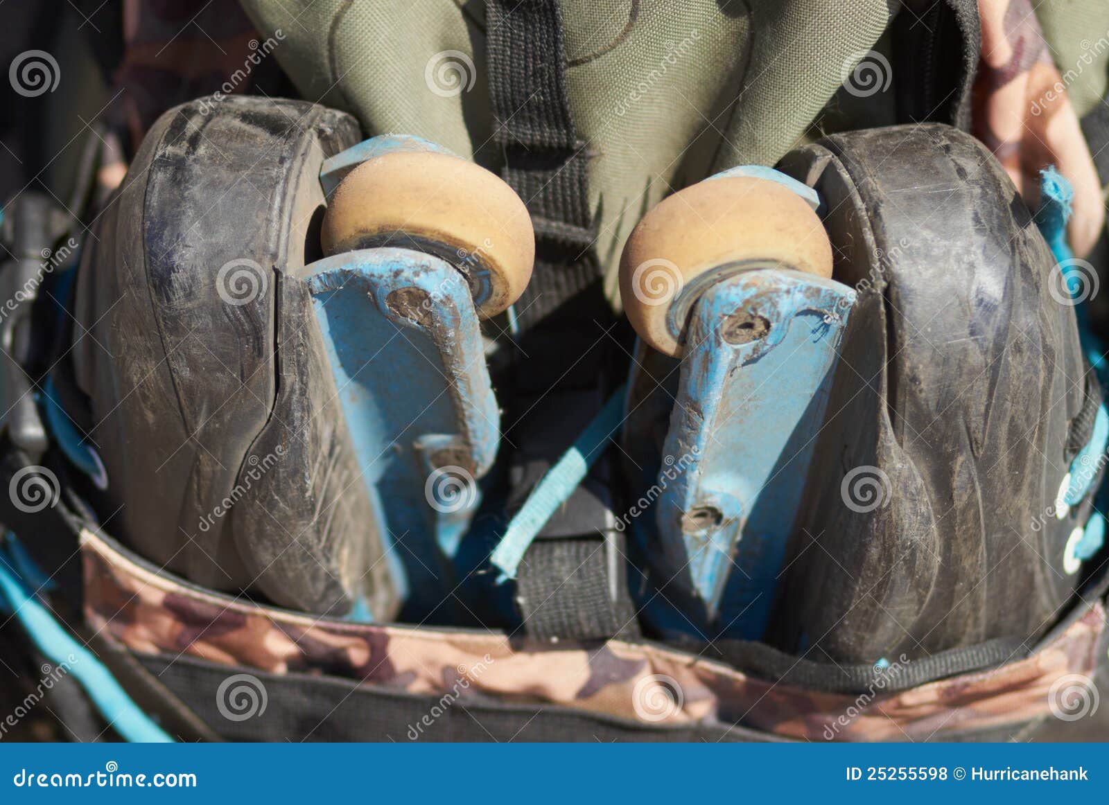 Aggressive inline Rollerblades in a Backpack Stock Photo Image of