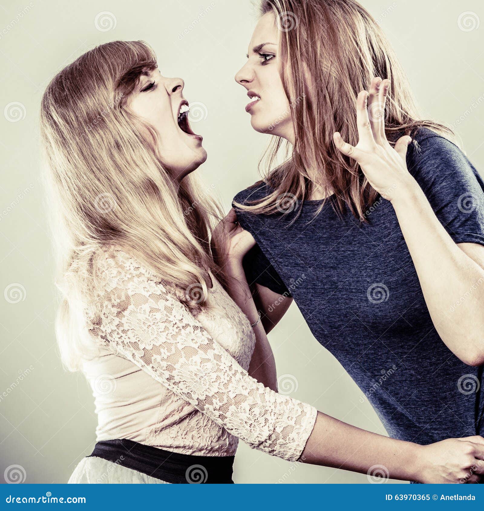 Aggressive Mad Women Fighting Each Other Sto