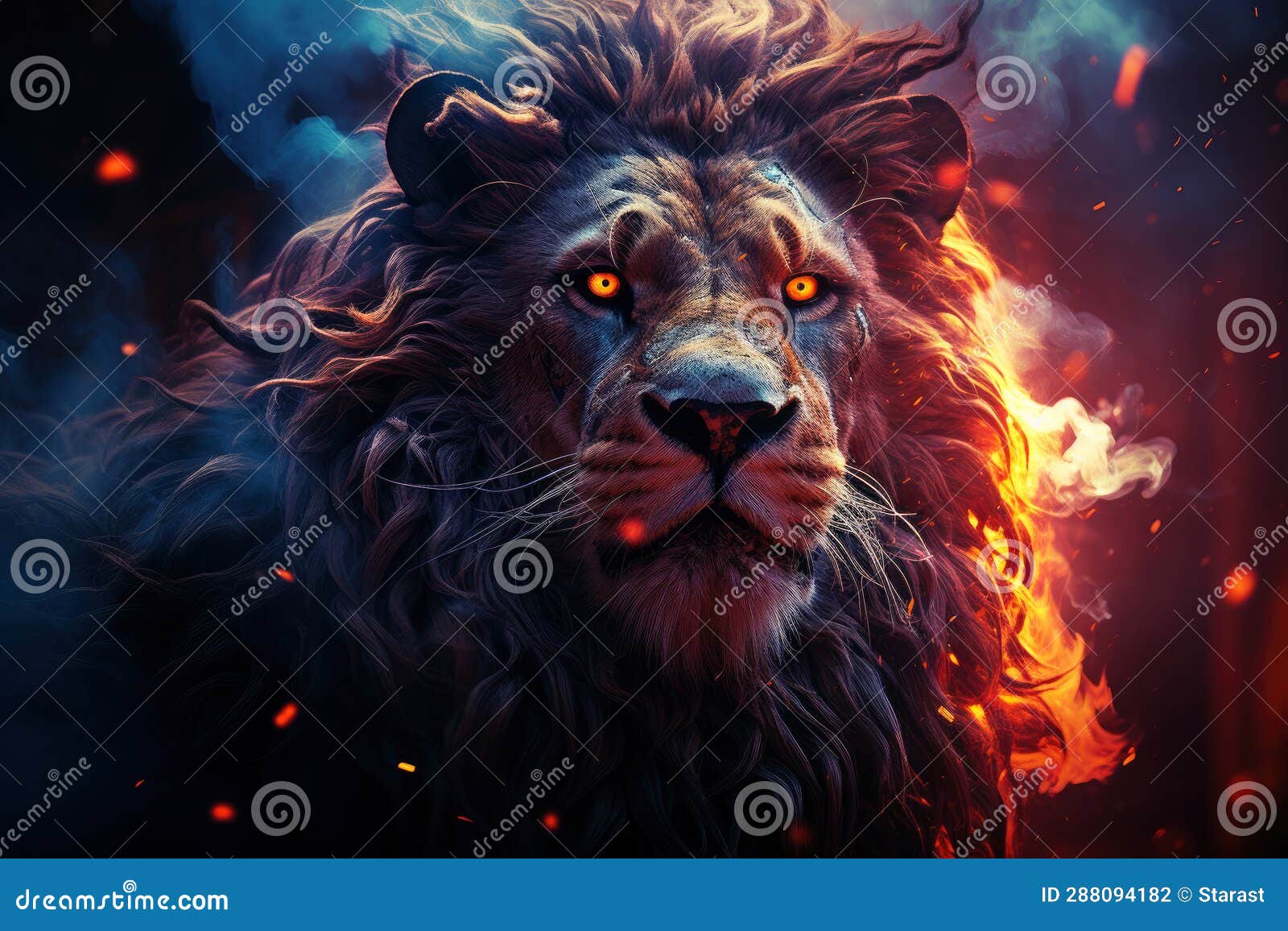 Lion In Smoke On Dark Background Stock Photo - Download Image Now - Lion -  Feline, Roaring, Animals Hunting - iStock