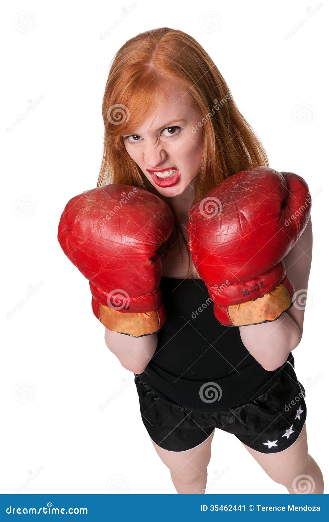 Aggressive Redhead Woman Boxer Image - Image of glove, boxing: 35462441